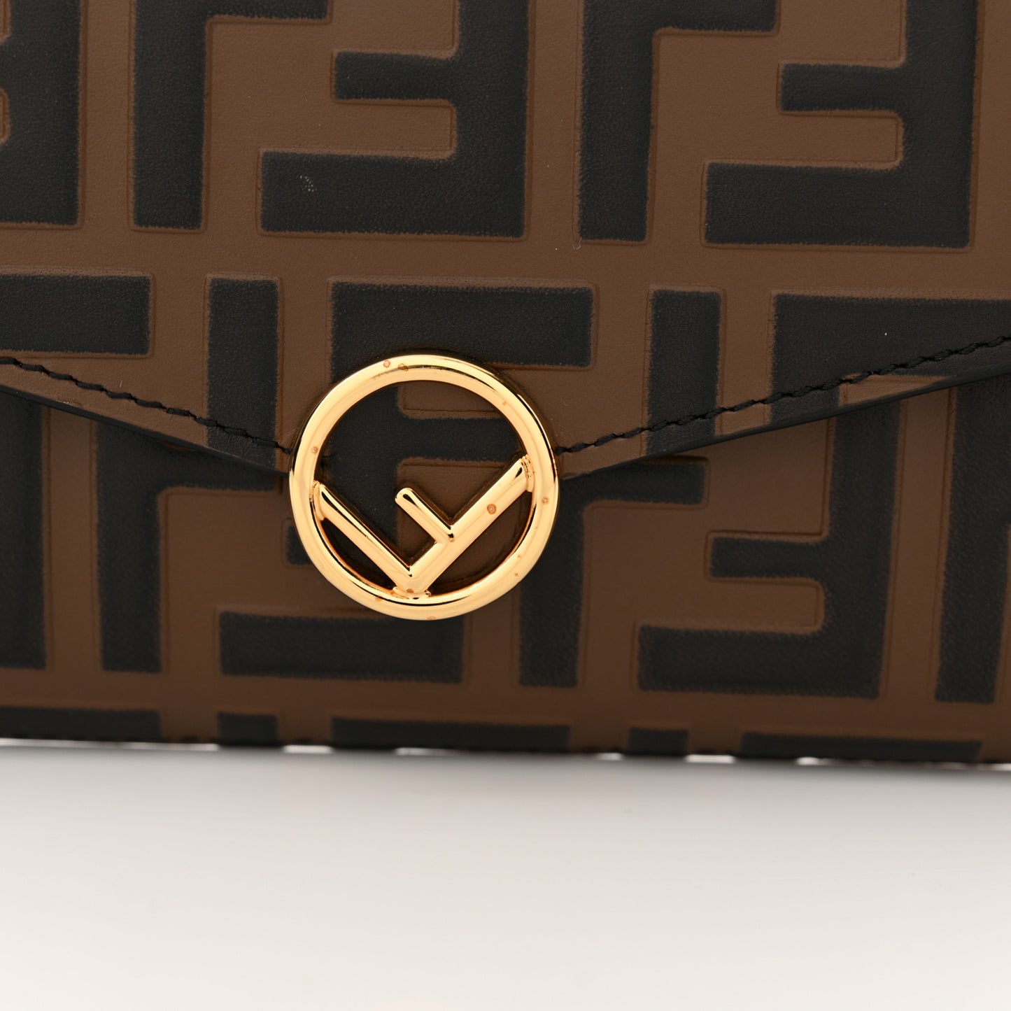 Vitello Soft F is Fendi Bi-Color FF 1974 Embossed Continental Envelope Wallet On Chain Maya Black