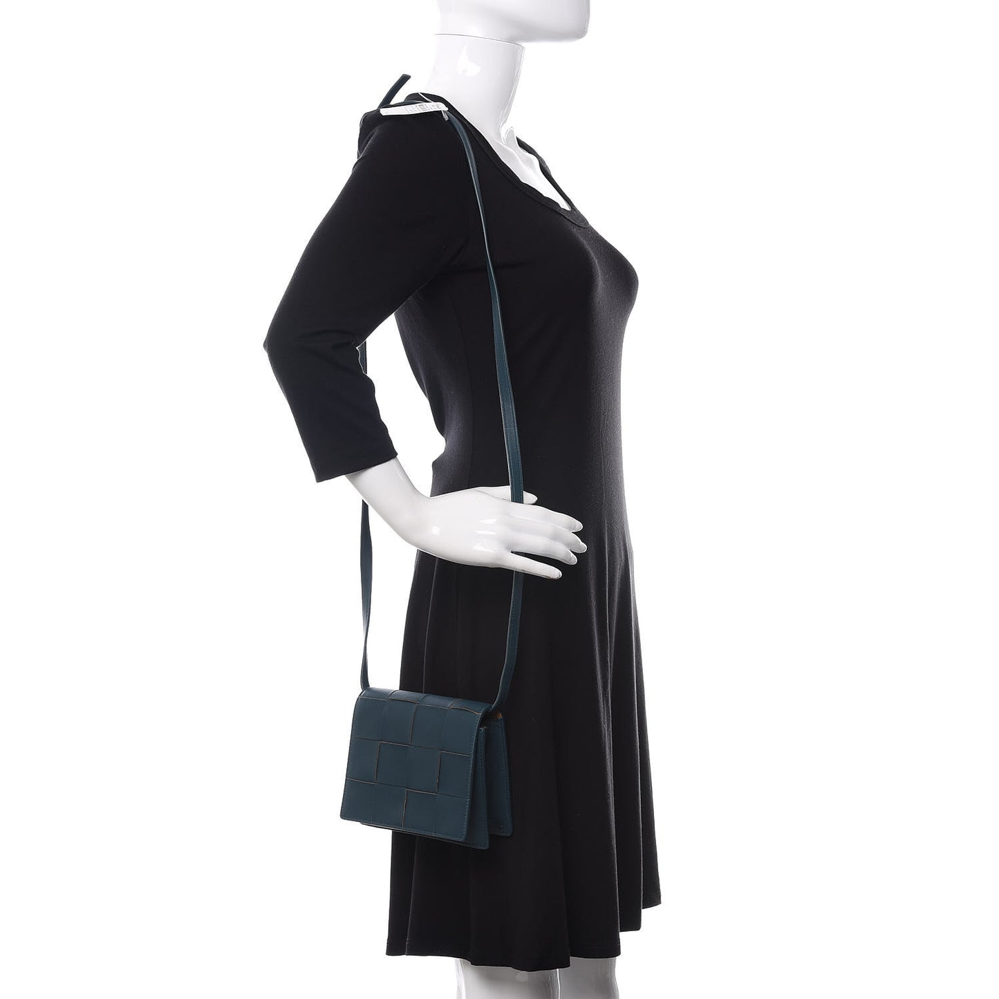 Lambskin Maxi Intrecciato Mini Cassette Crossbody Bag Petrol Blue
