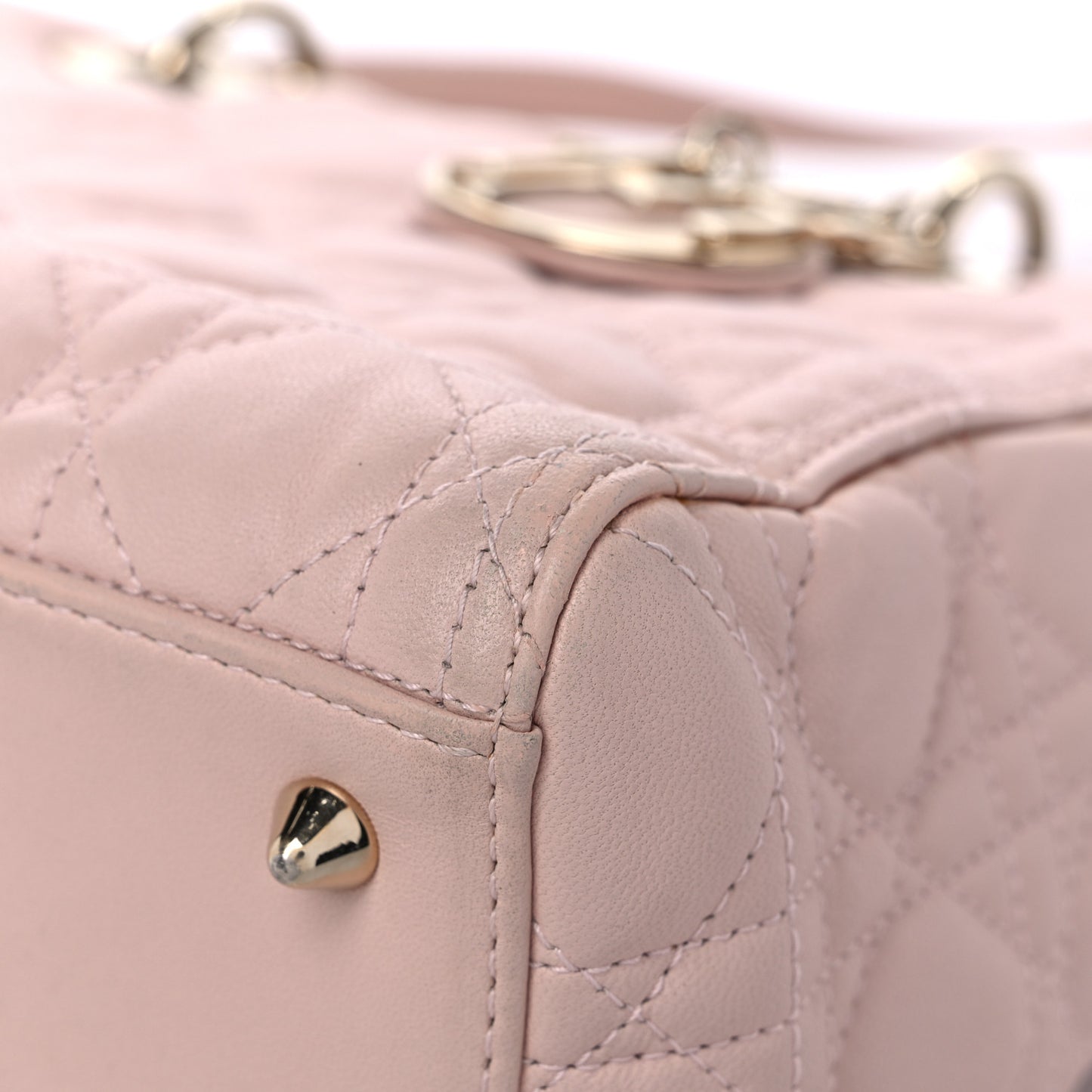 Lambskin Cannage Medium Lady Dior Rose Poudre