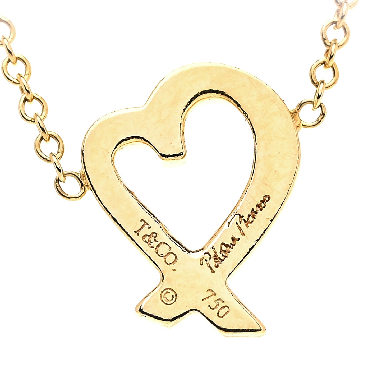 18K Yellow Gold Mini Paloma Picasso Loving Heart Pendant Necklace