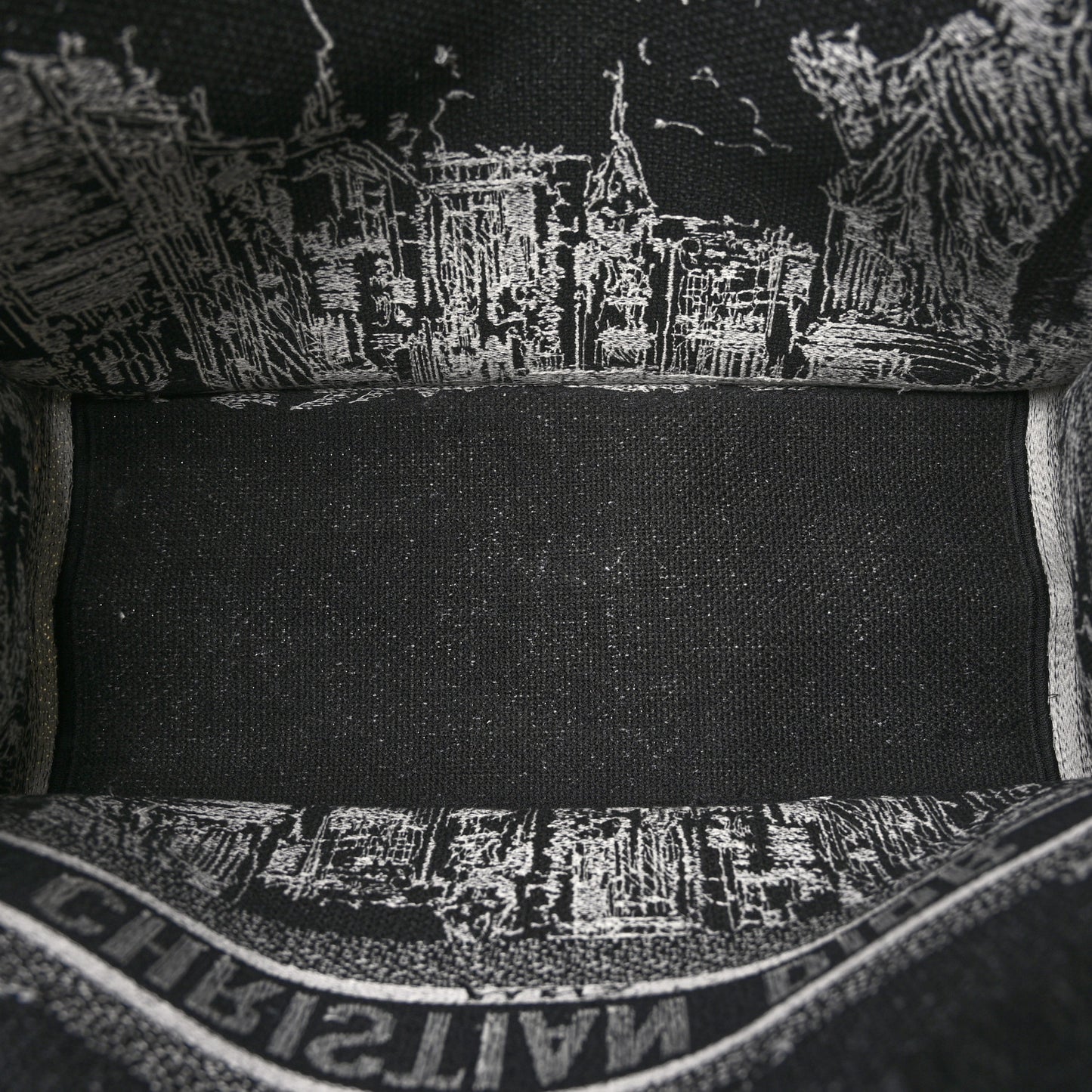 Canvas Embroidered Medium New York Book Tote Black White