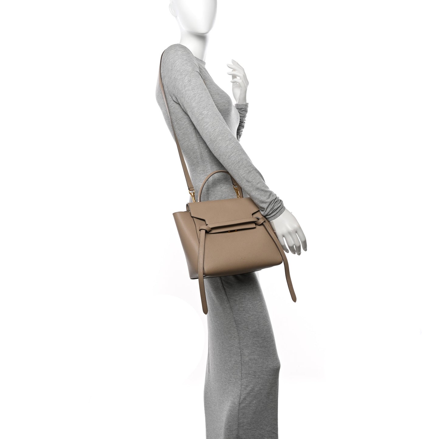 Grained Calfskin Micro Belt Bag Light Taupe