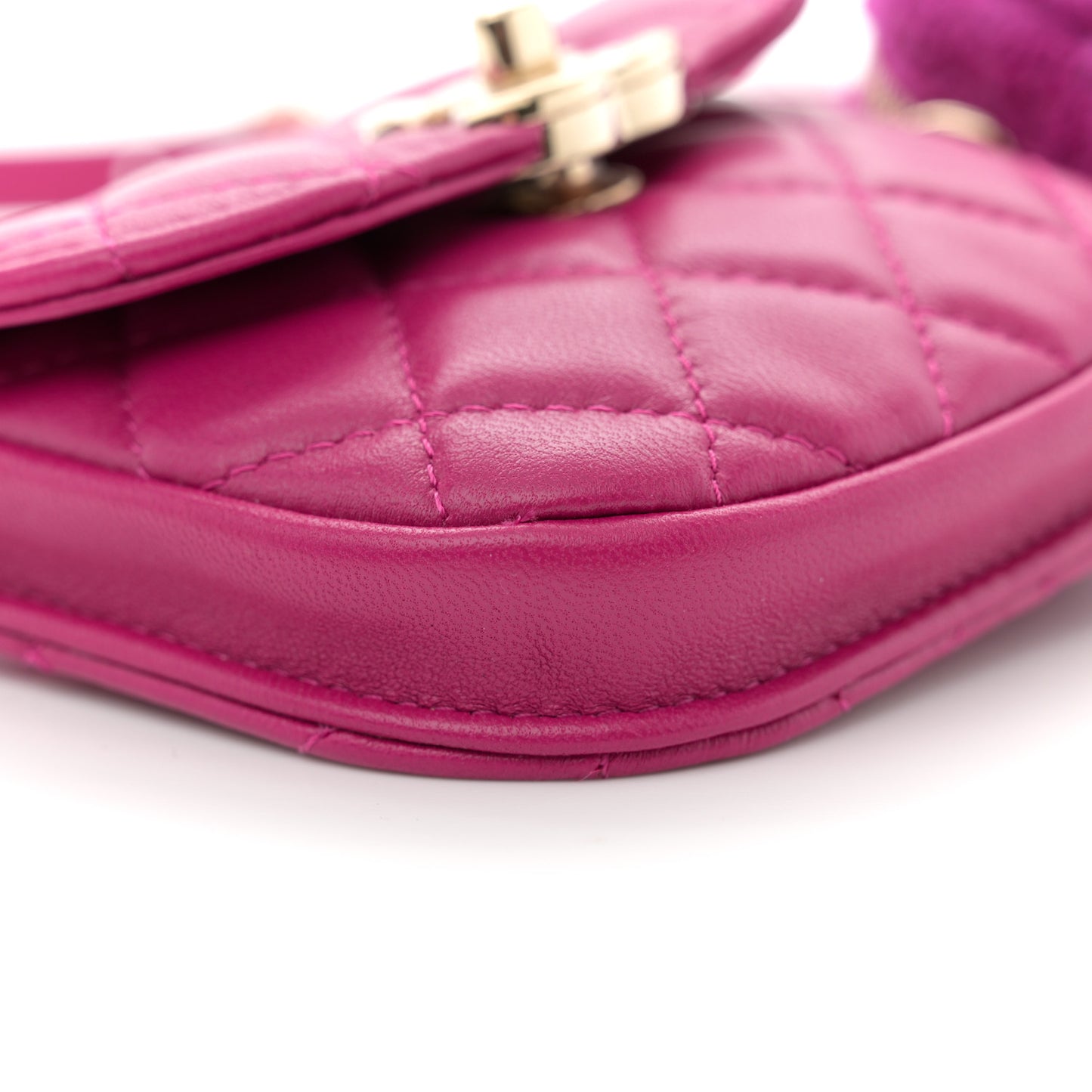 Tweed Lambskin Quilted Waist Bag With Coin Purse Fuchsia