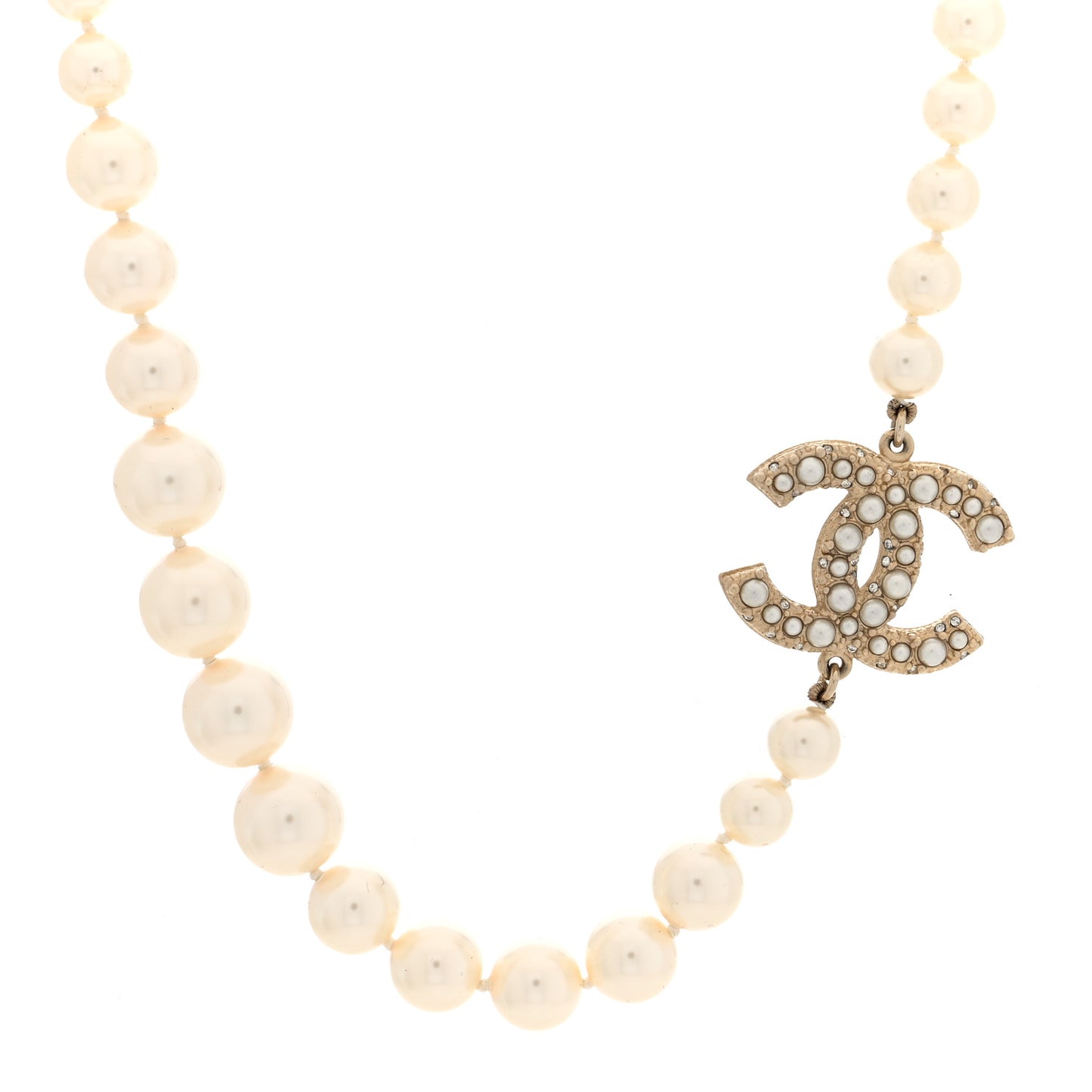 Pearl CC 100th Anniversary Necklace Light Gold