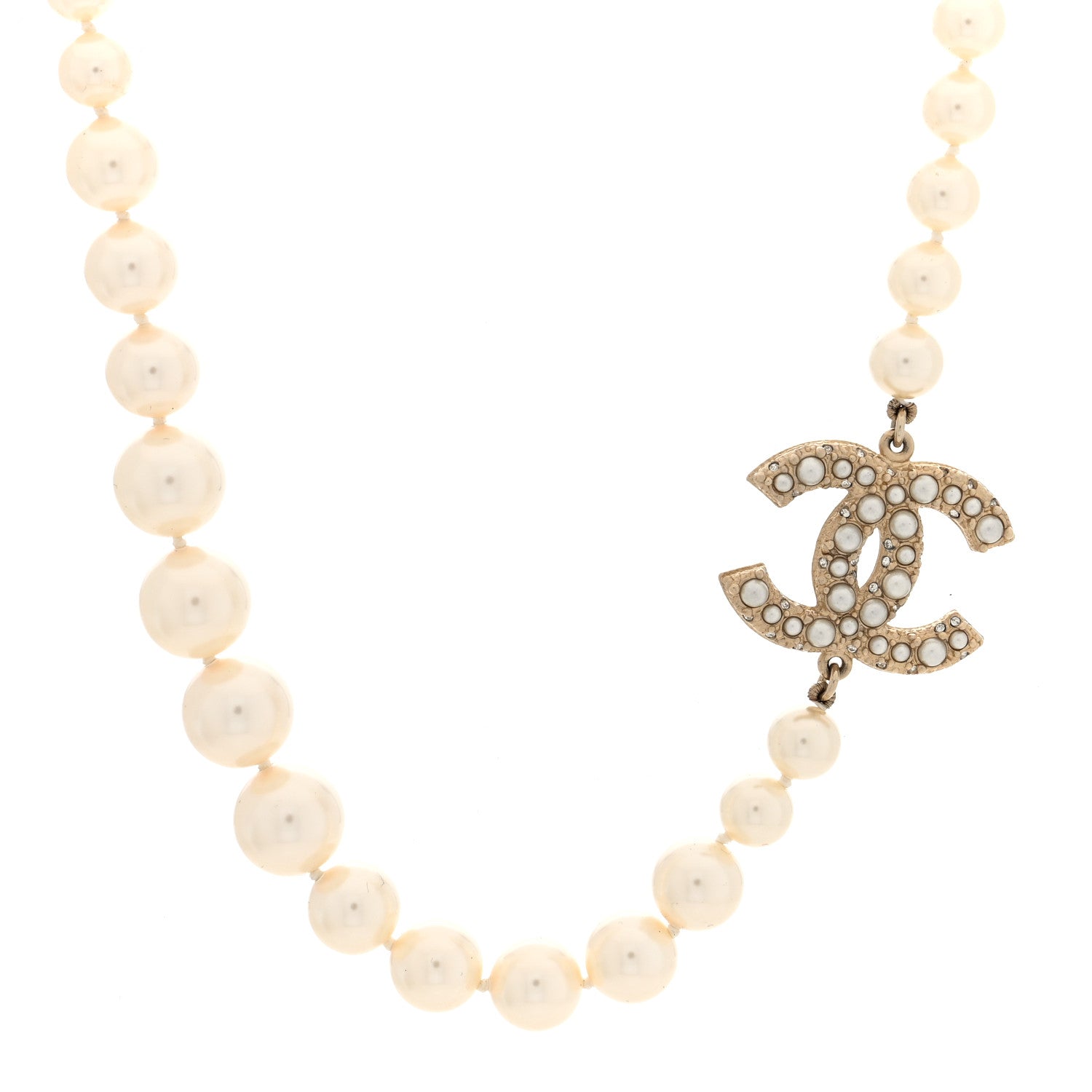 Chanel Pearl CC 100th Anniversary Necklace Light Gold 1 of 5