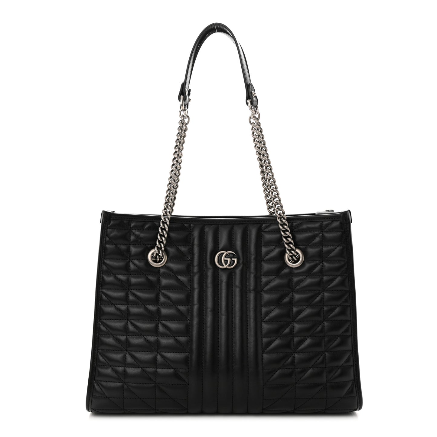 Calfskin Matelasse Aria Medium GG Marmont Shoulder Tote Black