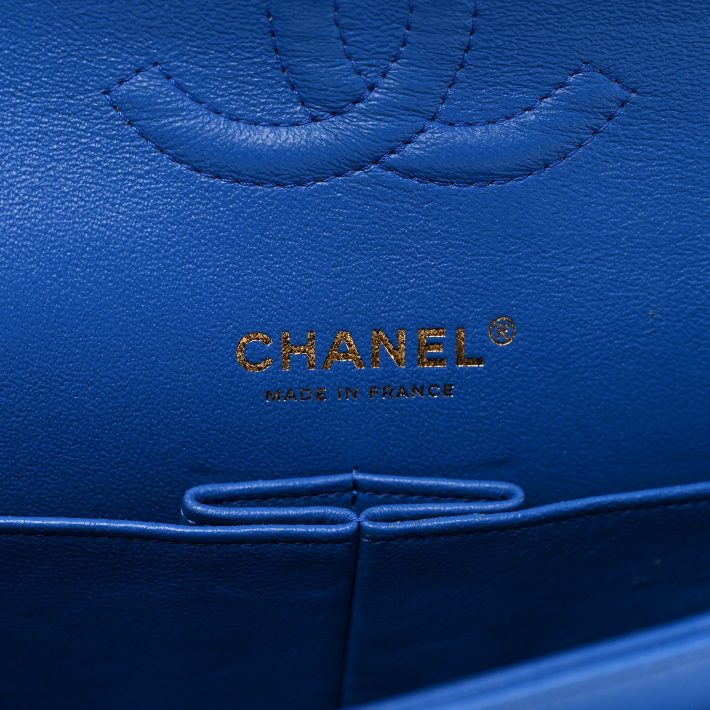 Lambskin Quilted Medium Double Flap Blue