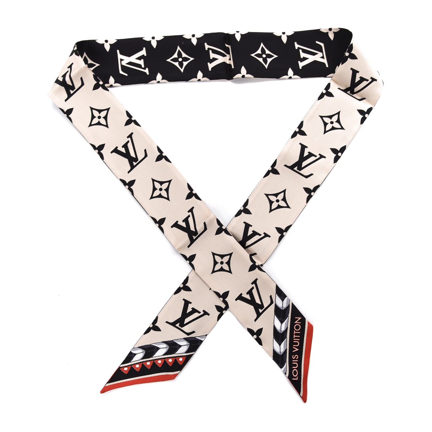 Louis Vuitton Silk Monogram LV Crafty Bi Color BB Bandeau Black Cream 1 of 4