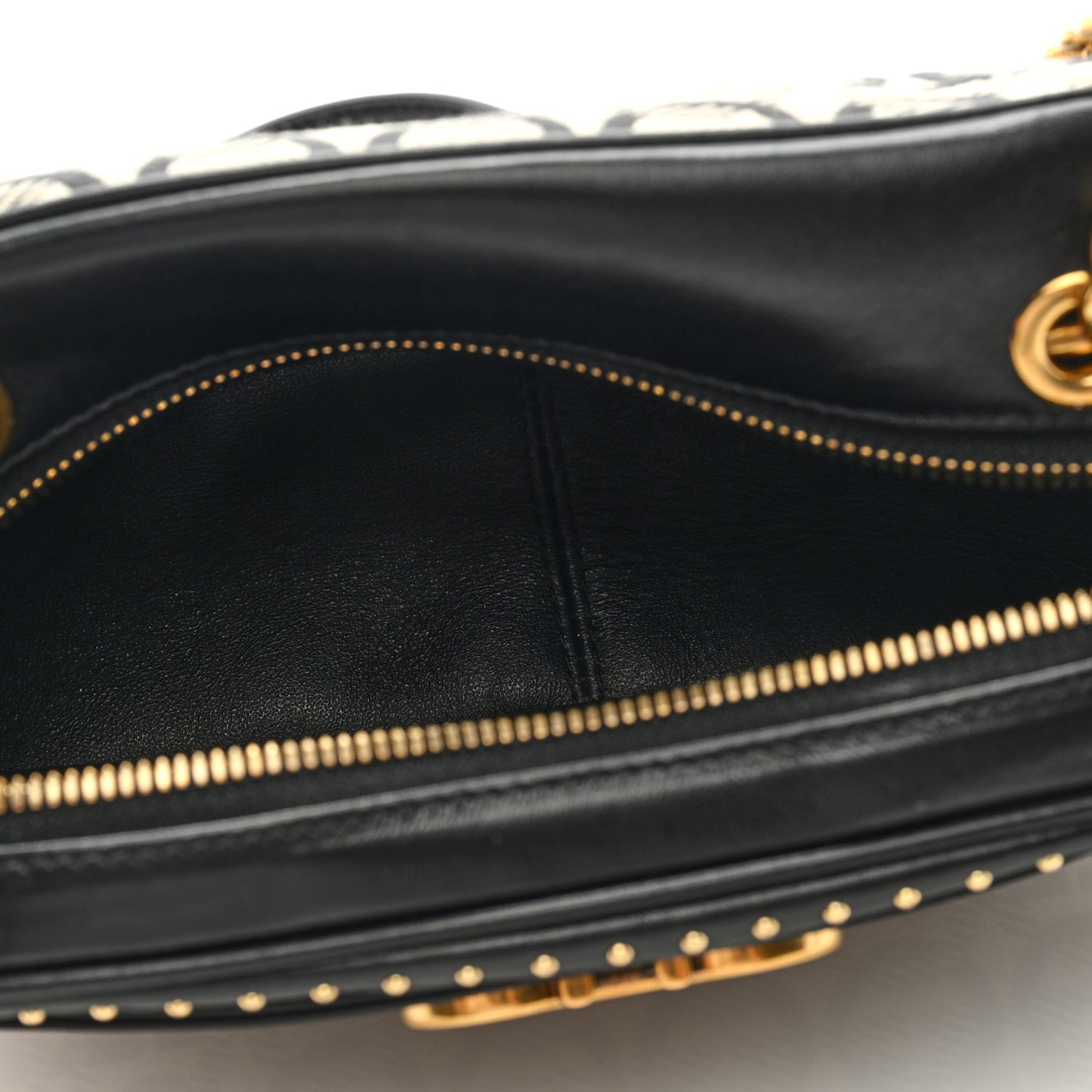 Canvas Calfskin Gancini Camera Bag Black Beige
