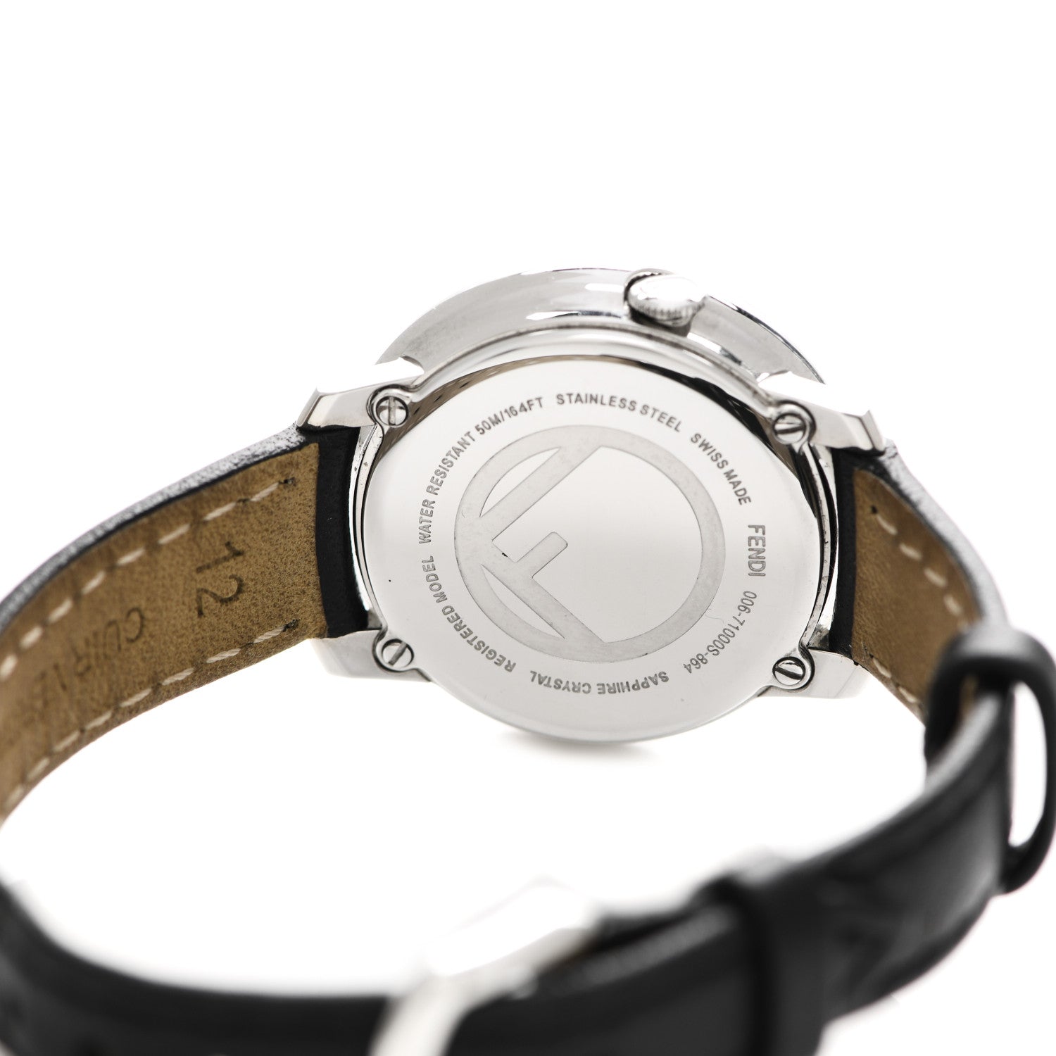 Fendi Stainless Steel Calfskin Diamond Pave Bezel 28mm Fendi Run Away Quartz Watch 4 of 6