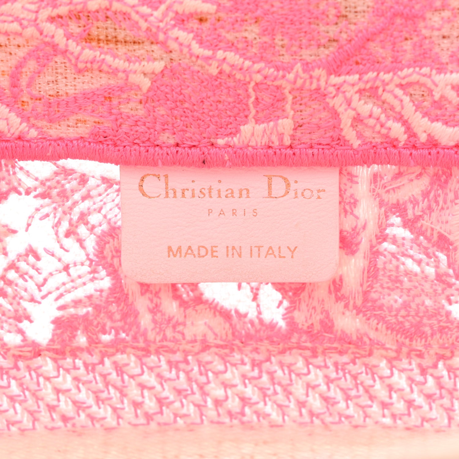 Christian Dior Transparent Canvas Embroidered Small Toile De Jouy Reverse Book Tote Fluorescent Pink 6 of 17
