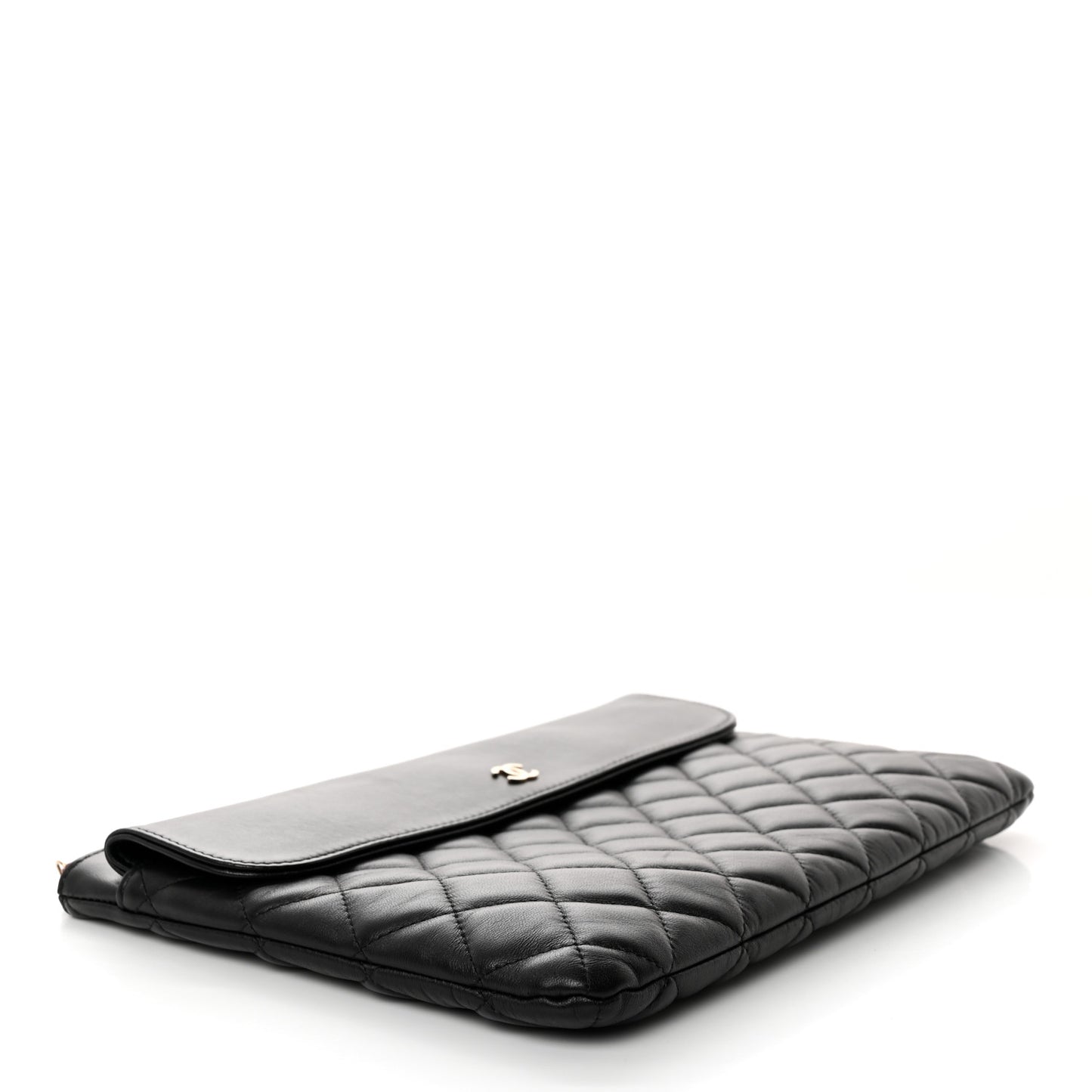 Lambskin Quilted Medium Flap Cosmetic Case Black