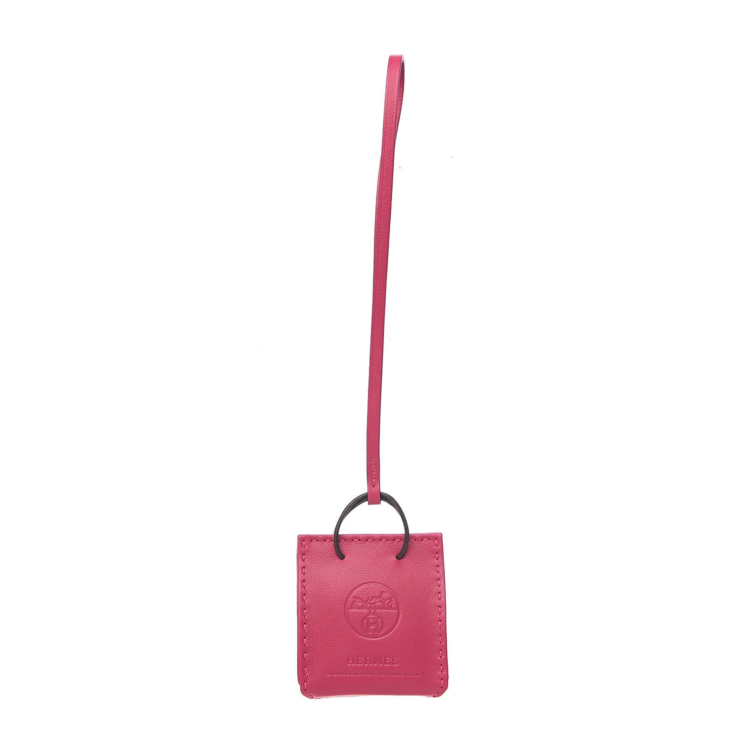 Hermes Milo Lambskin Swift Shopping Bag Charm Rose Mexico 2 of 2