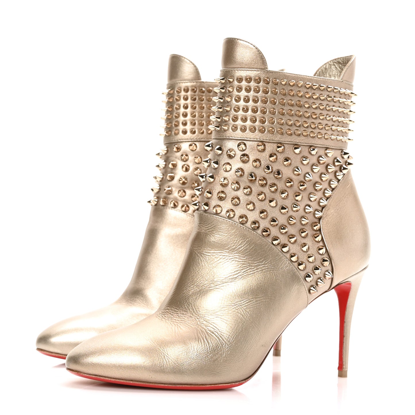 Calfskin Perle Spiked Hongroise 85 Ankle Boots 37.5 Colombe