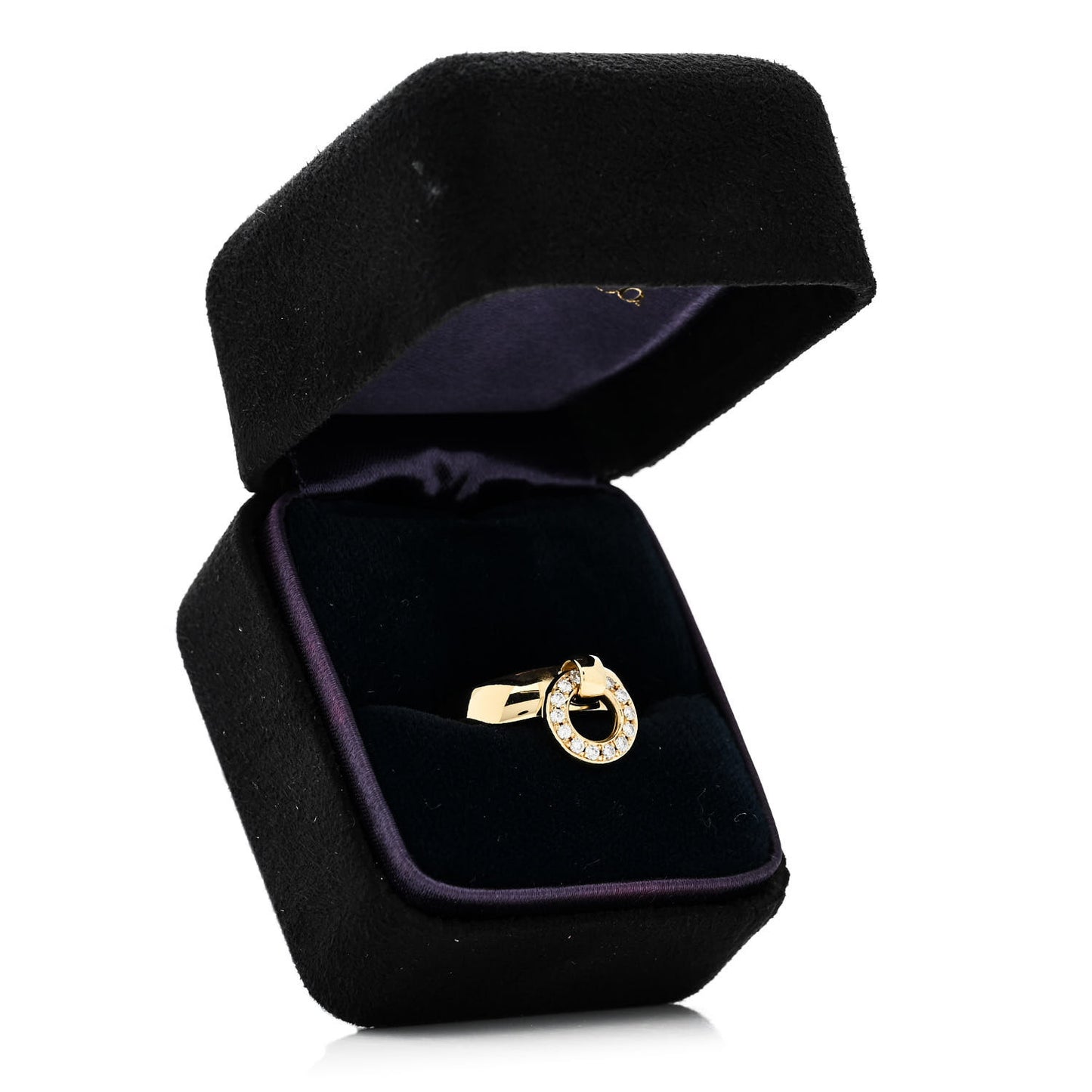 18K Yellow Gold Diamond Open Circle Charm Ring 53 6.25