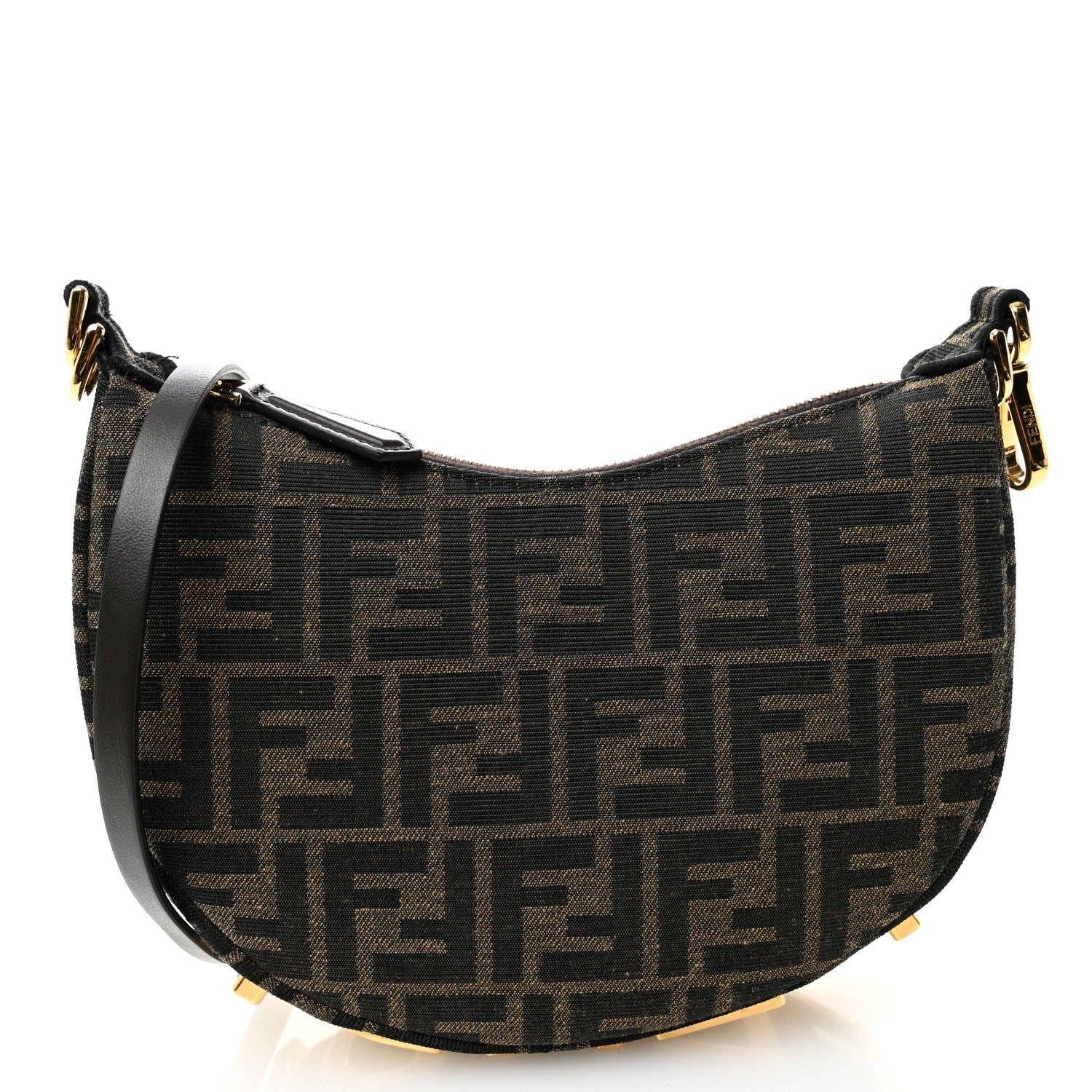 Fendi Fabric Jacquard Vitello Grace FF 1974 Mini Fendigraphy Hobo