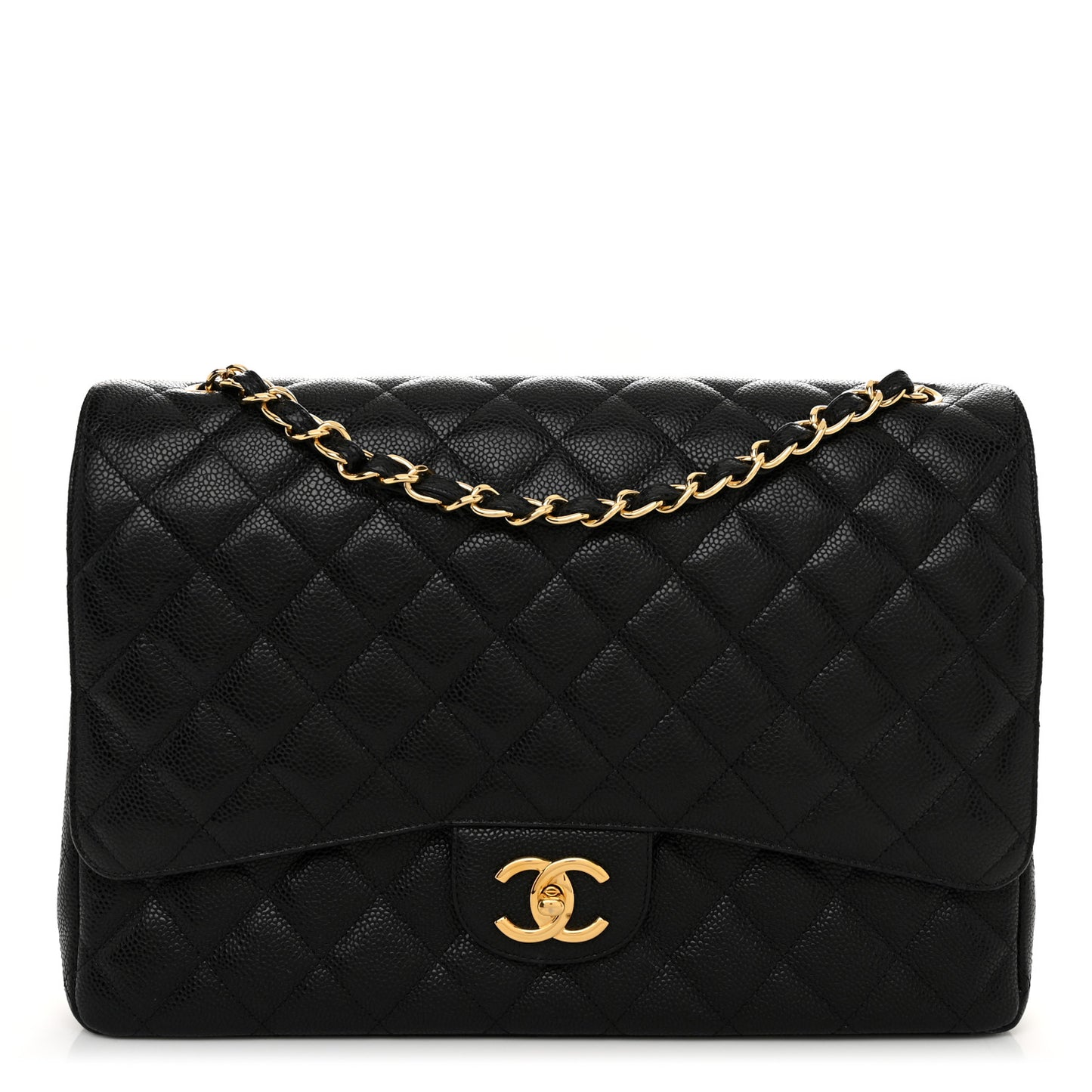 Caviar Quilted Maxi Double Flap Black