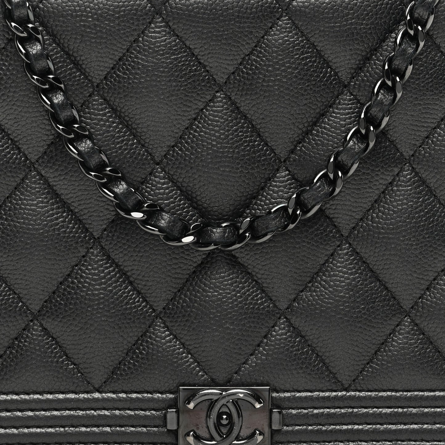 Caviar Quilted Boy Wallet On Chain WOC So Black