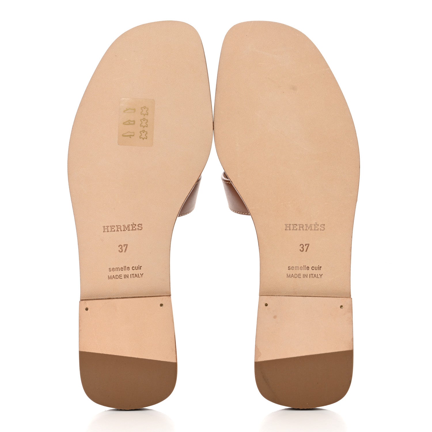 Hermes Box Calfskin Oran Sandals 37 Gold 5 of 9