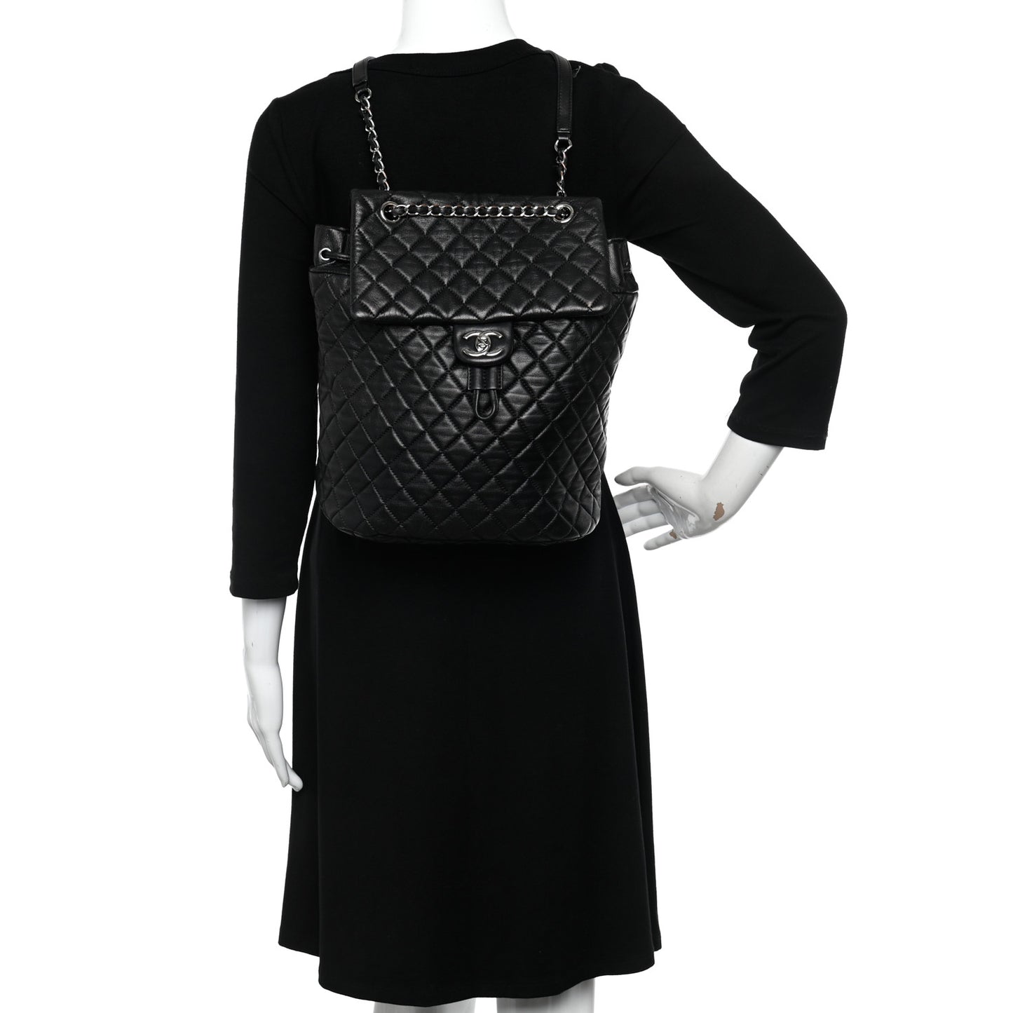 Calfskin Quilted Large Urban Spirit Backpack Black