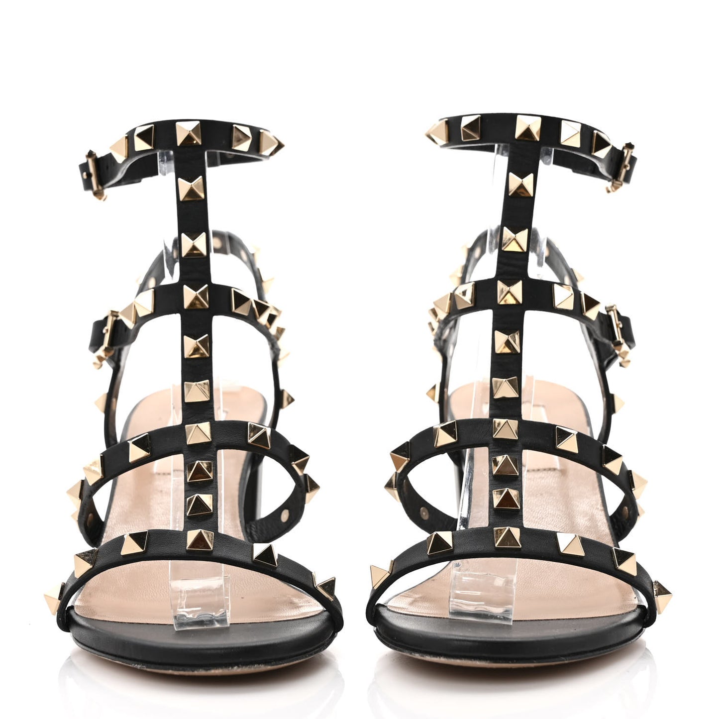 Calfskin Rockstud 60mm City Sandals 36.5 Black