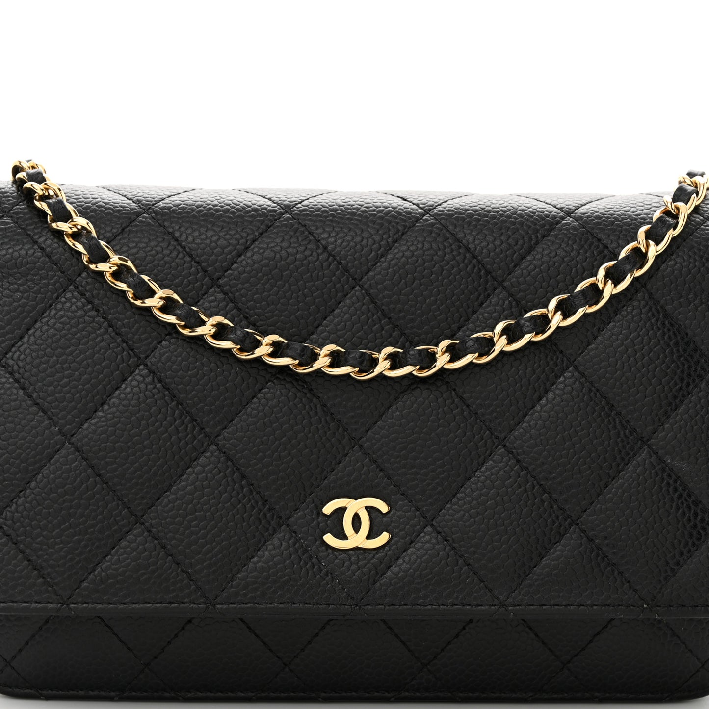Caviar Quilted Wallet on Chain WOC Black