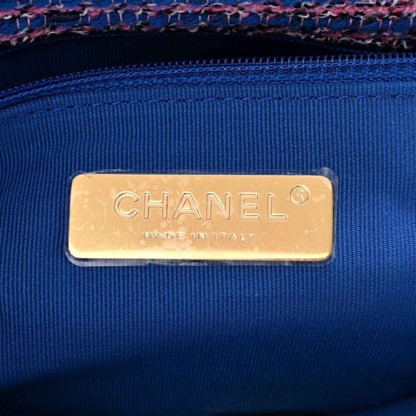 Tweed Quilted Medium Chanel 19 Flap Blue Pink