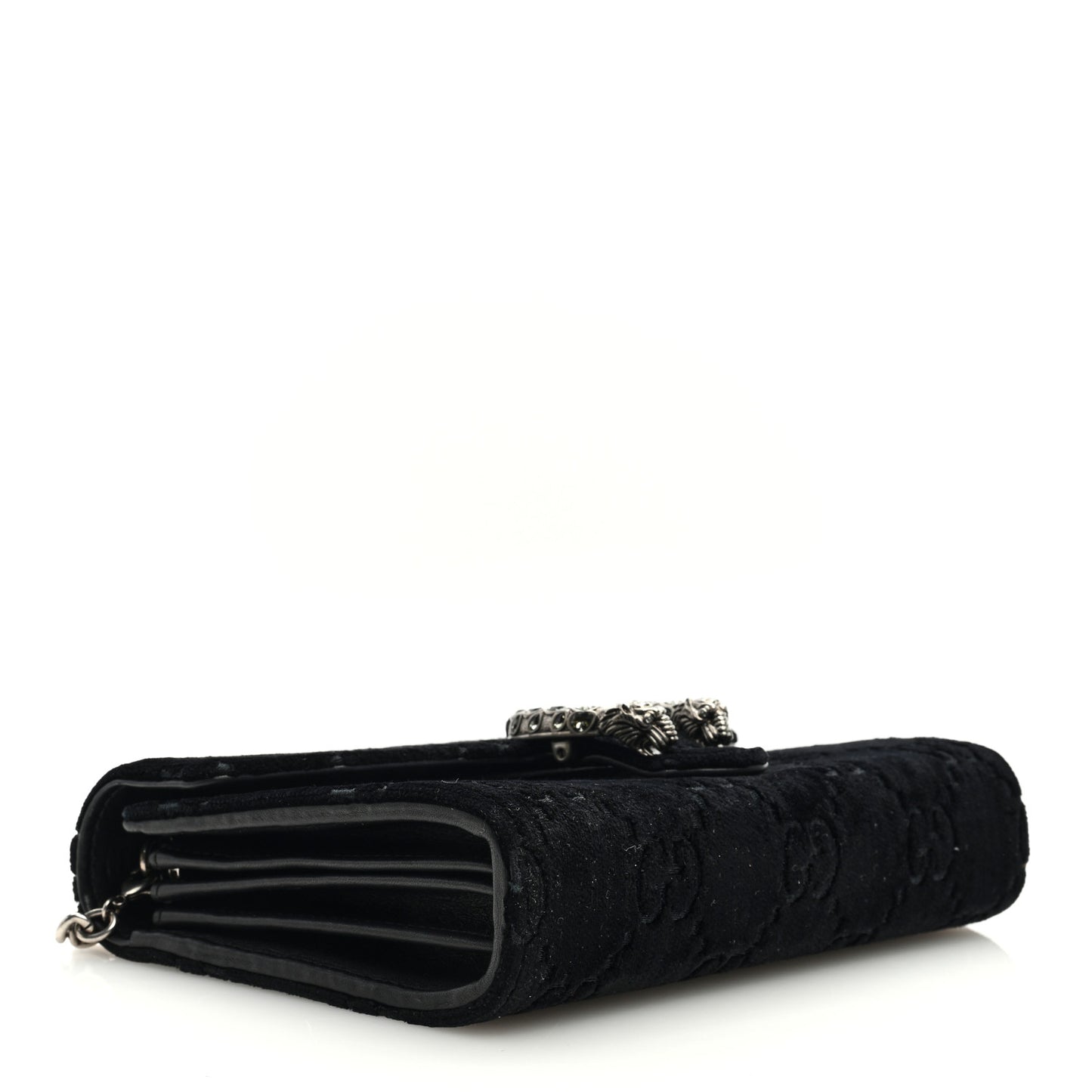 Velvet GG Monogram Mini Dionysus Chain Wallet Black