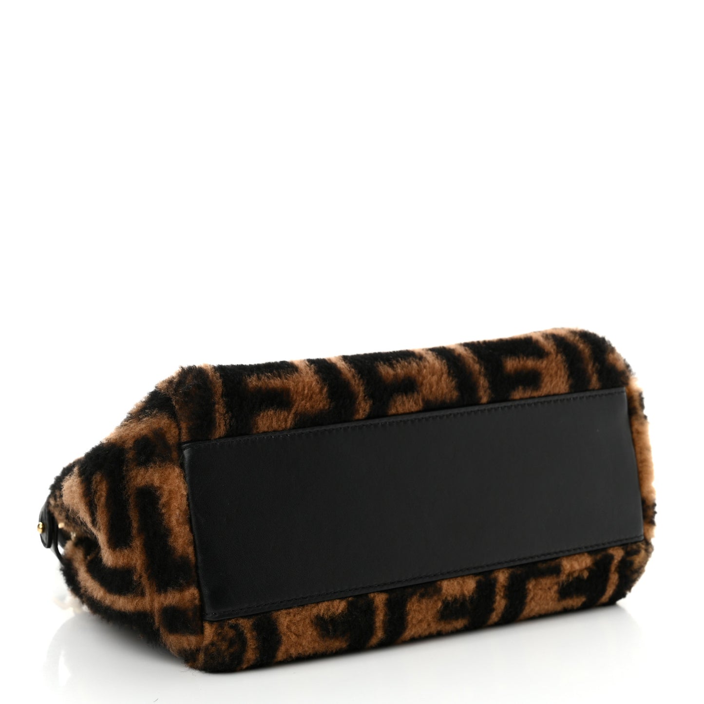 Shearling Nappa Macro FF 1974 Mini Peekaboo Iconic Satchel Tobacco Black