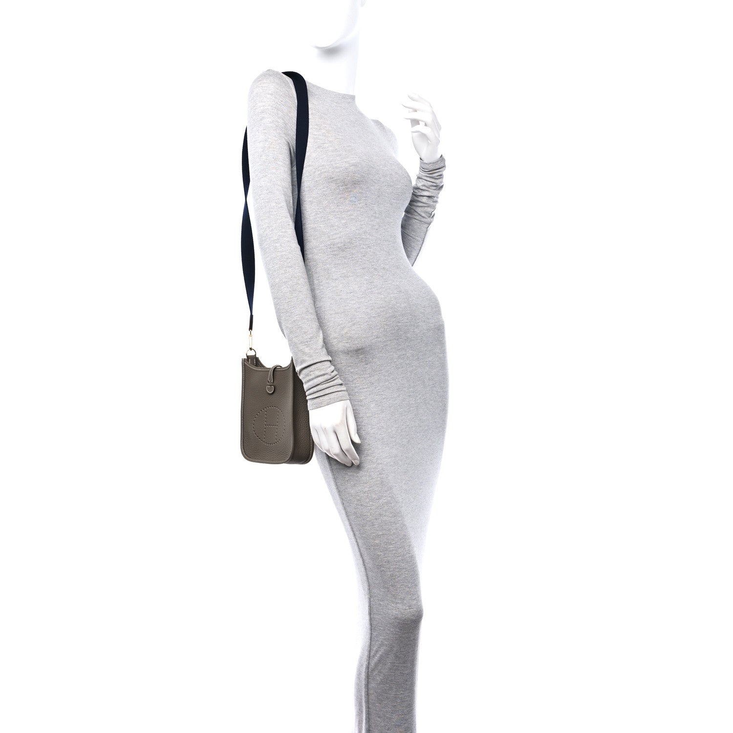 Hermes Taurillon Clemence Amazone Evelyne TPM Etoupe Bleu Indigo 2 of 11