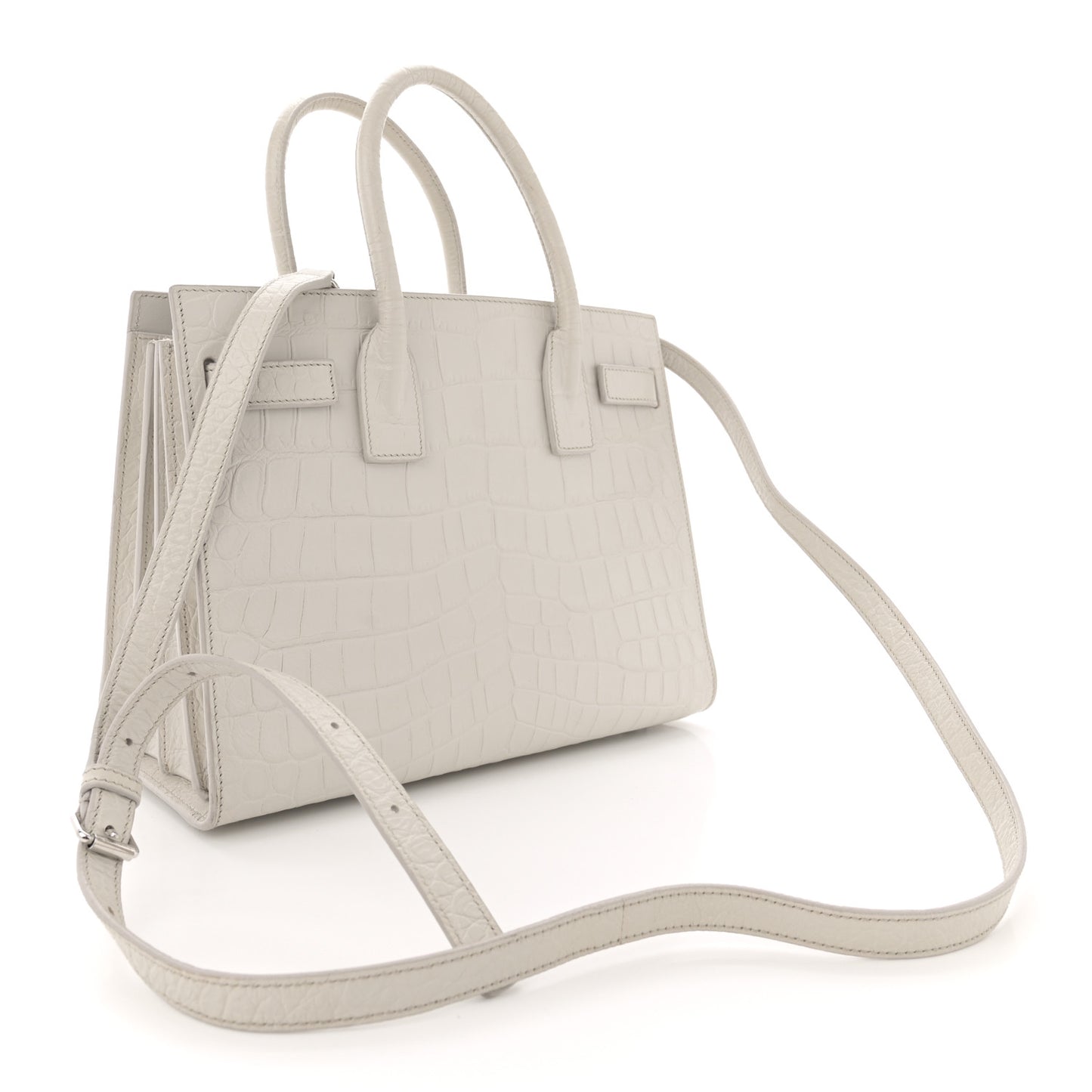 Calfskin Crocodile Embossed Baby Sac De Jour Gris Perle