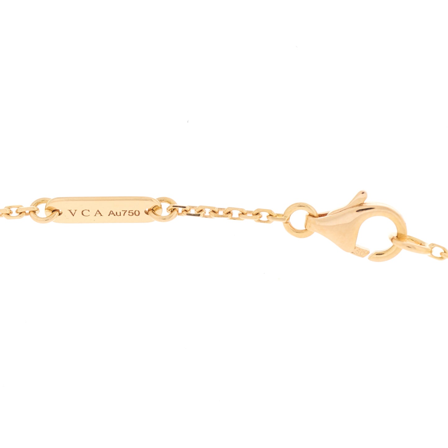18K Rose Gold Diamond Pink Porcelain Vintage Alhambra Pendant Necklace
