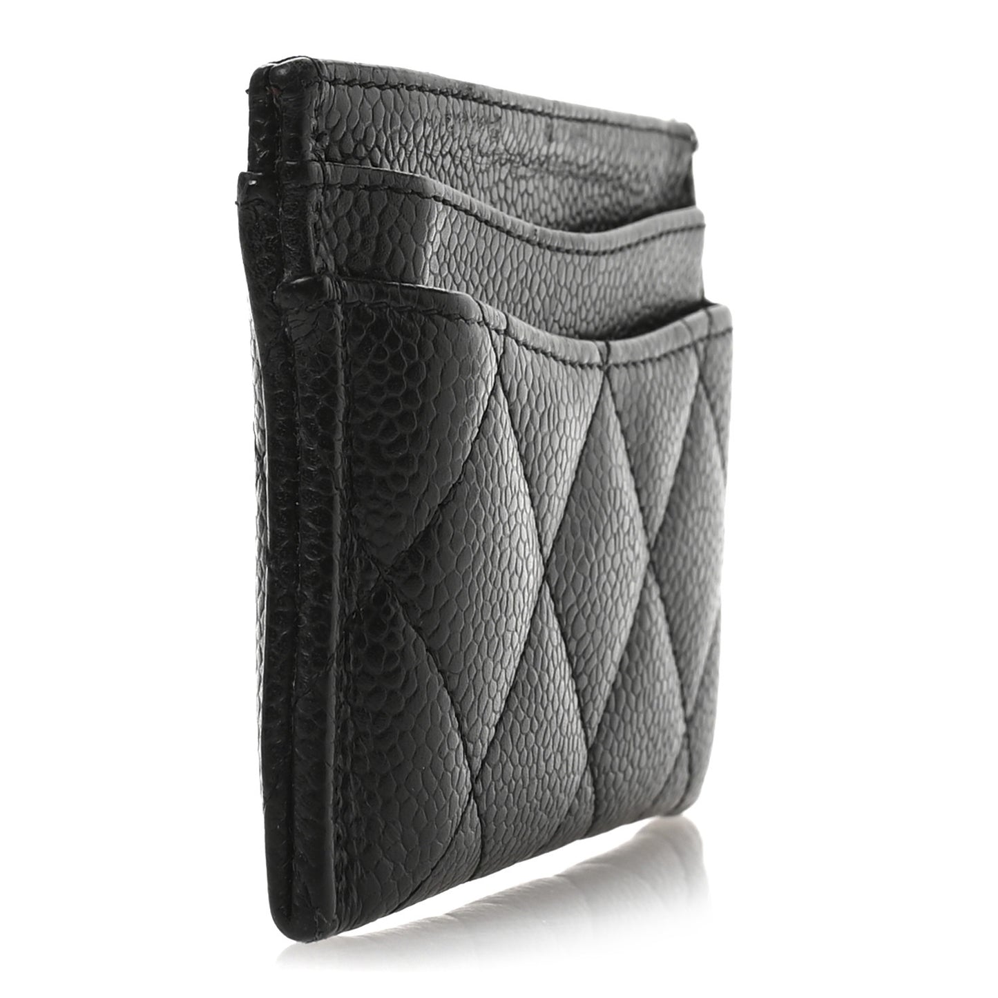 Caviar Quilted Card Holder Black