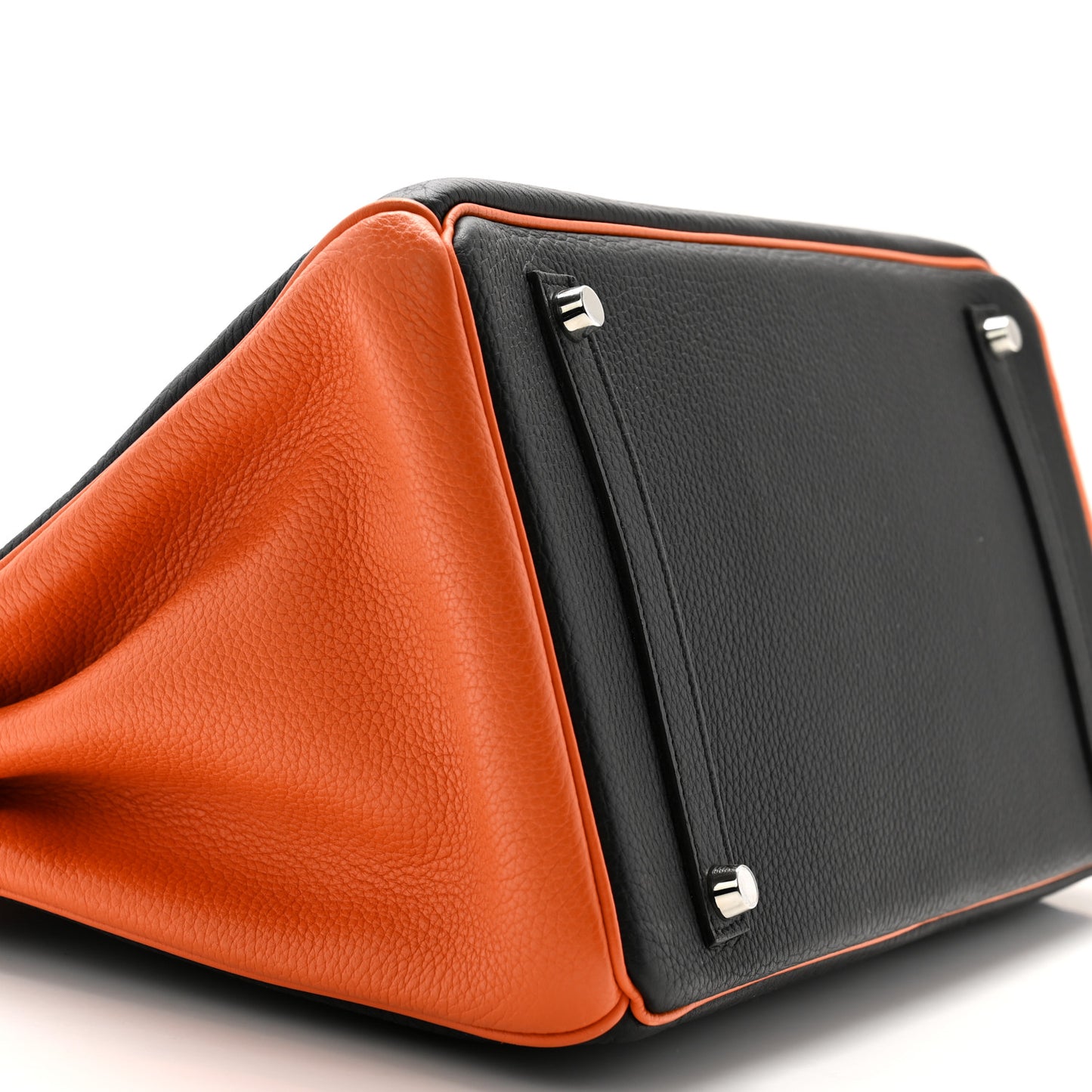 Taurillon Clemence Bi-Color Horseshoe Birkin 35 Black Orange