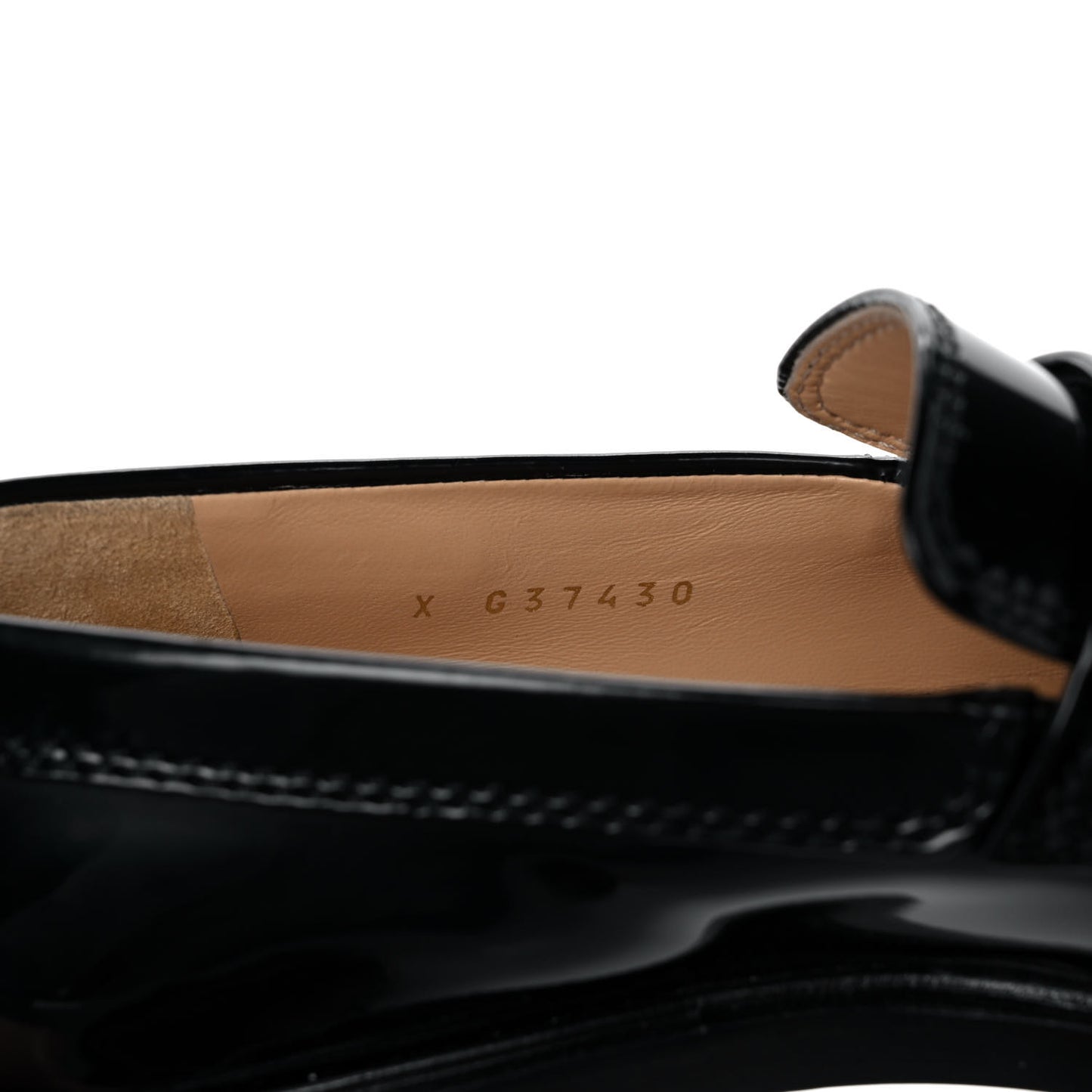 Shiny Calfskin Logo Loafers 37 Black