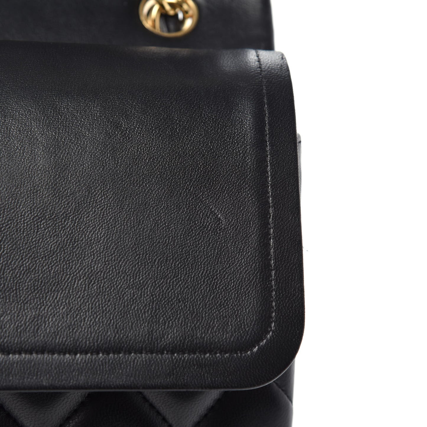Lambskin Quilted Jumbo Double Flap Black