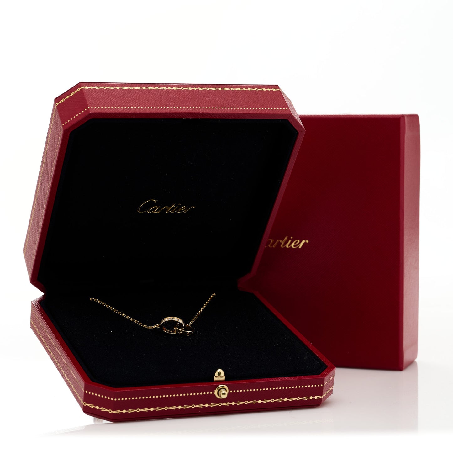 18K Yellow Gold Diamond Interlocking LOVE Necklace