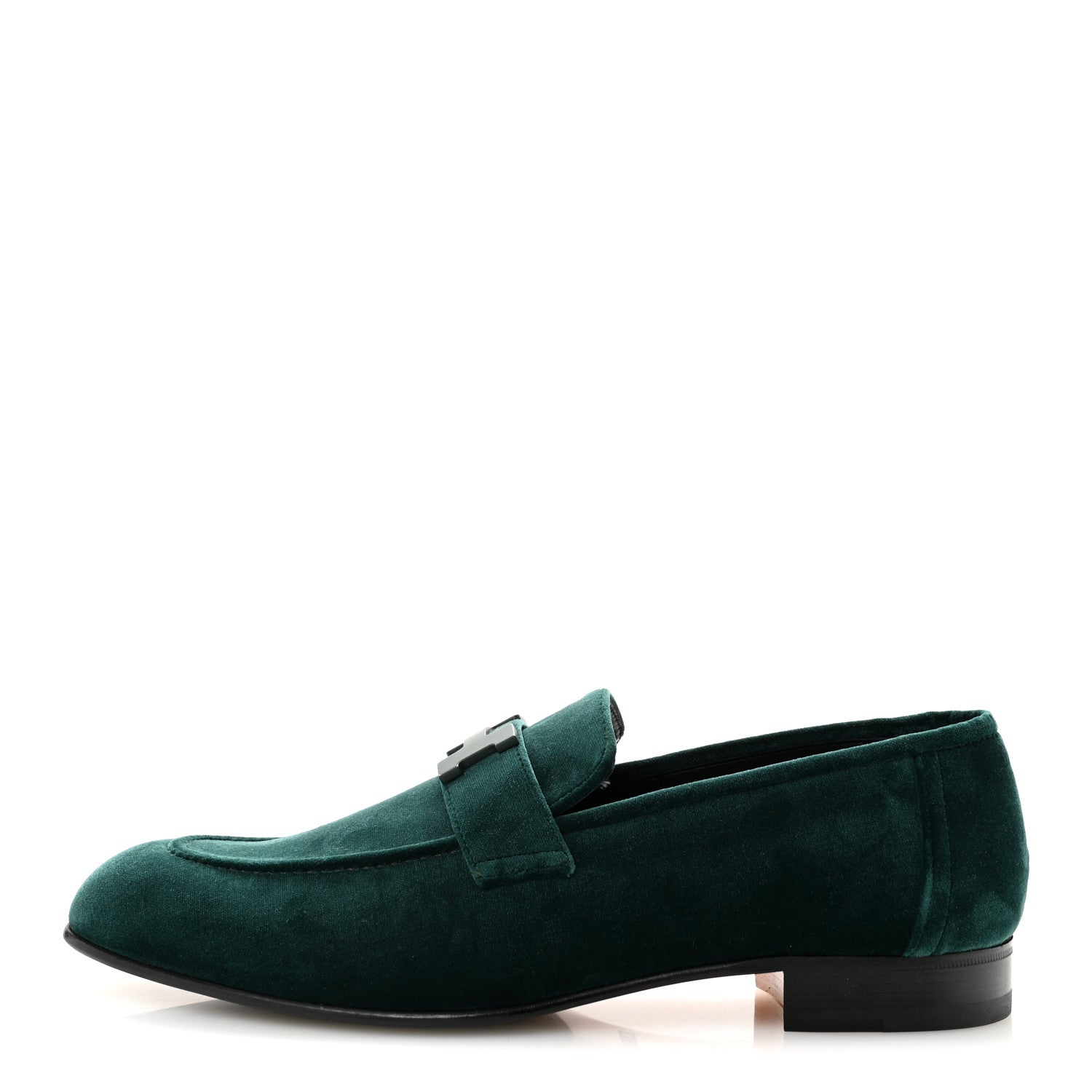Hermes Velvet Mens Paris Loafers 43.5 Vert Fonce 1940946