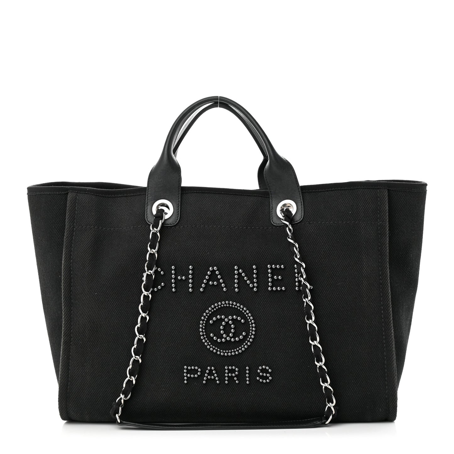 Canvas Pearl Medium Deauville Tote Black