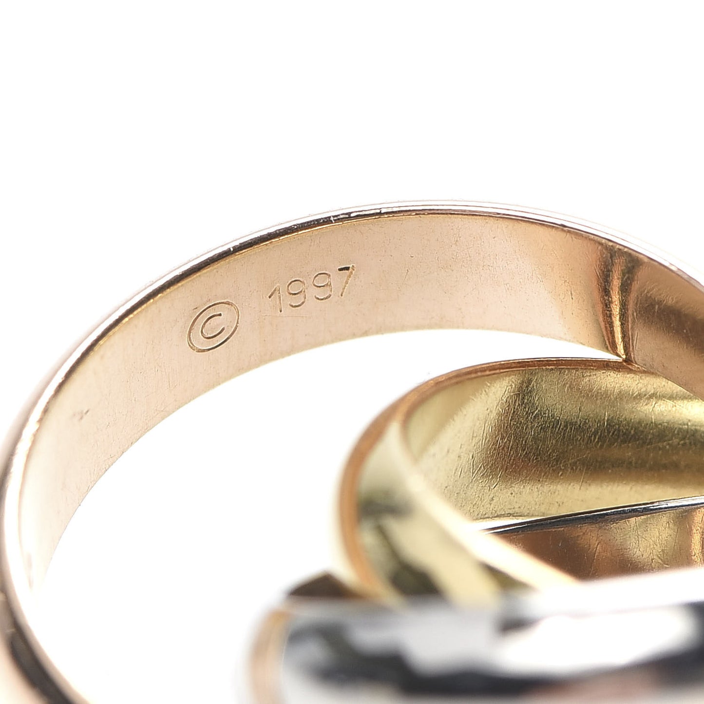 18K Pink Yellow White Gold Large Trinity Ring 52 6