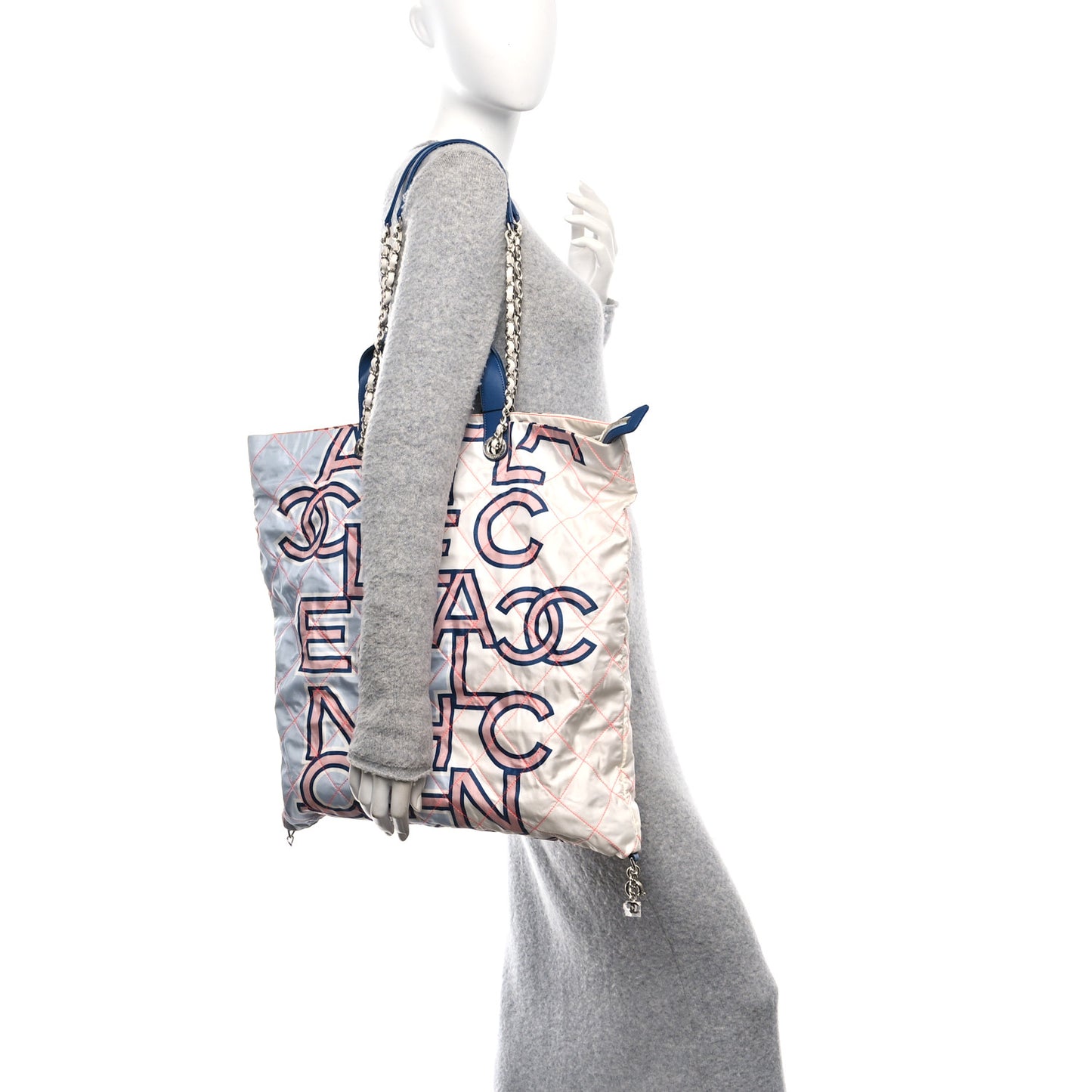 Nylon Stitched Printed Logo Shopping Bag Multicolor
