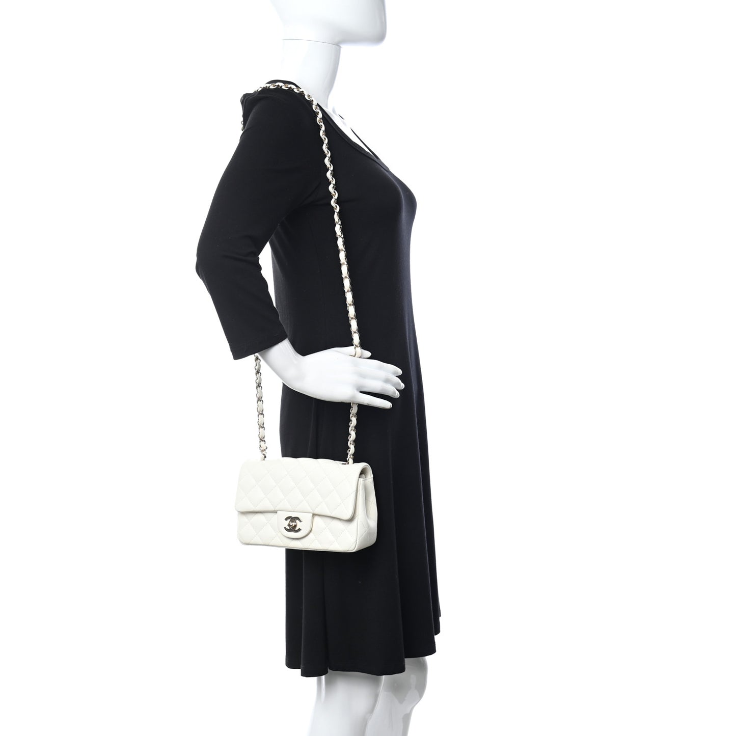 Lambskin Quilted Mini Rectangular Flap White
