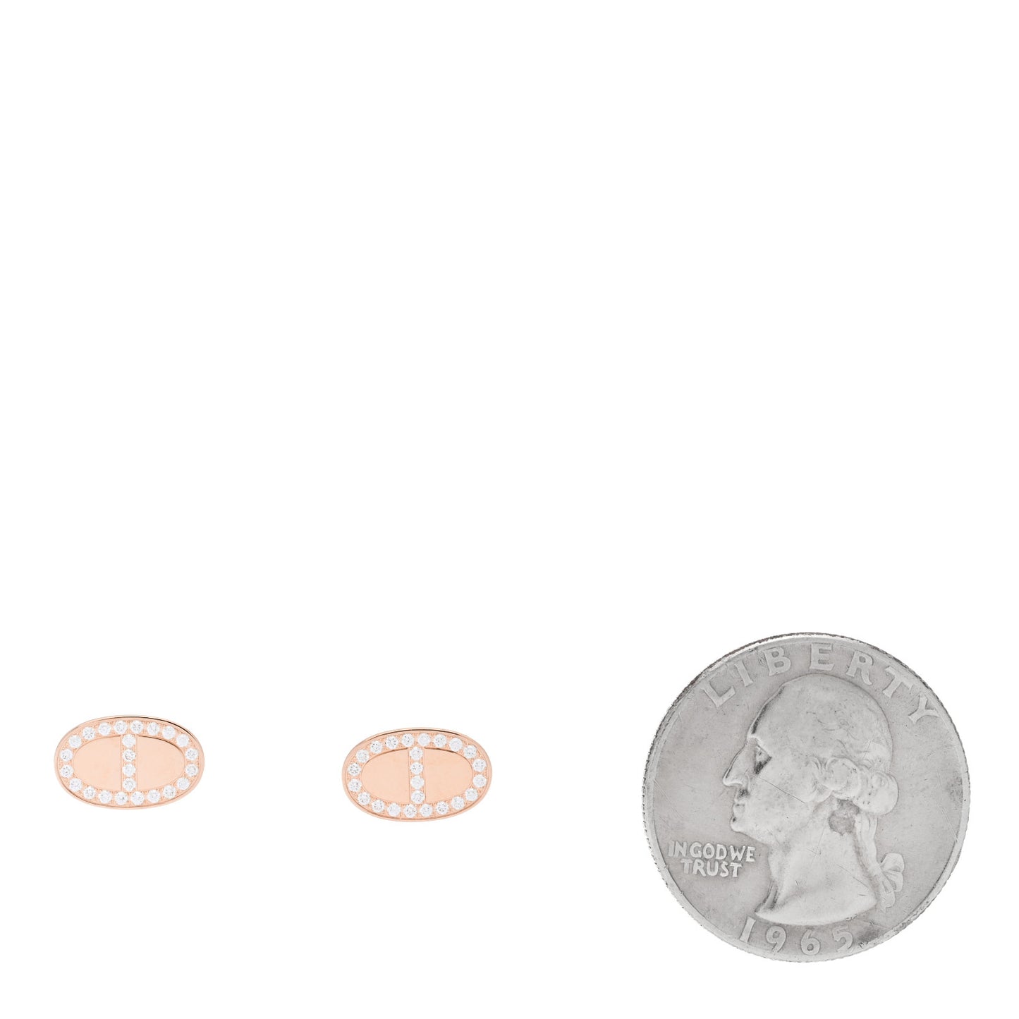 18K Rose Gold Diamond Chaine d'Ancre Contour Stud Earrings