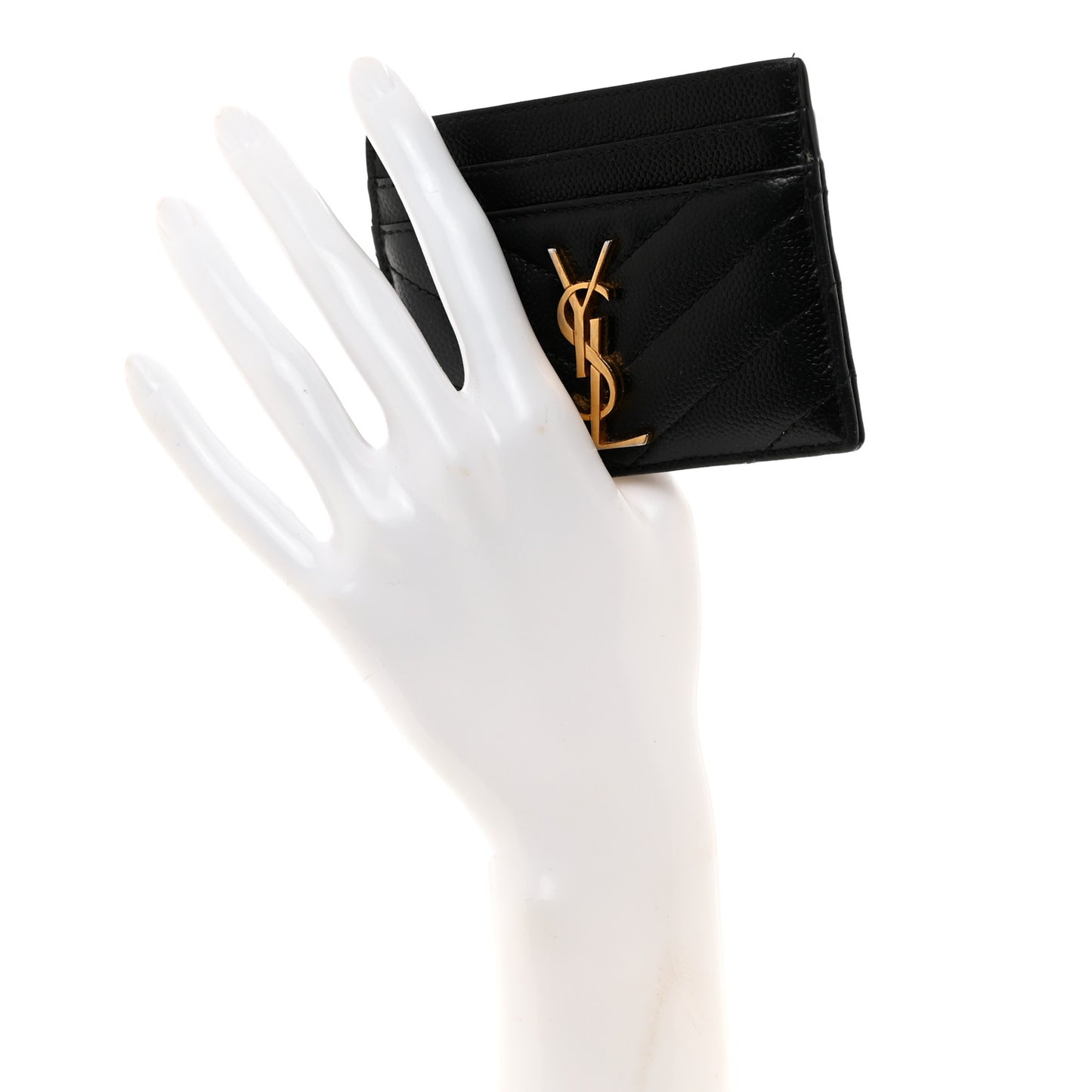 Grain De Poudre Matelasse Chevron Monogram Credit Card Case Black