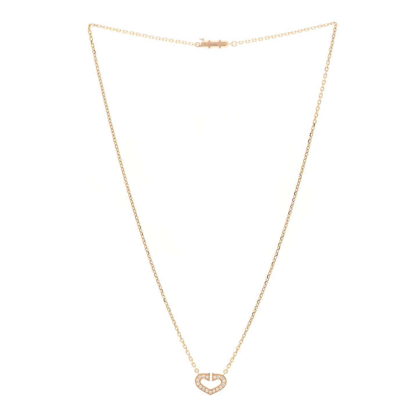 18K Pink Gold Diamond Hearts And Symbols Pendant Necklace