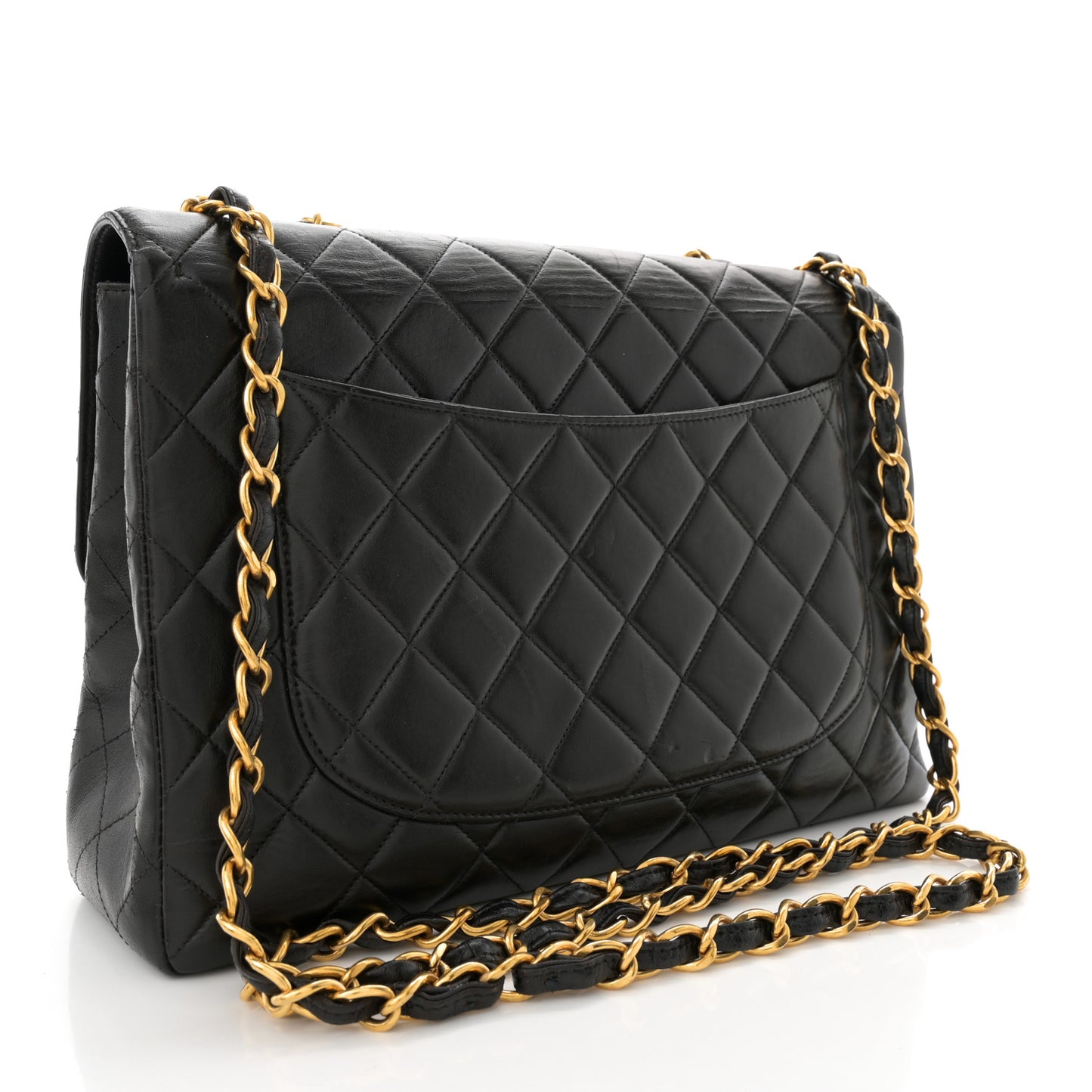 Lambskin Quilted Jumbo Single Flap Black