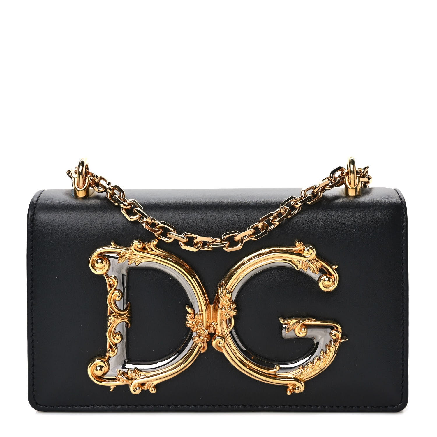 Dolce & Gabbana Calfskin DG Girls Phone Shoulder Bag Black 1320391