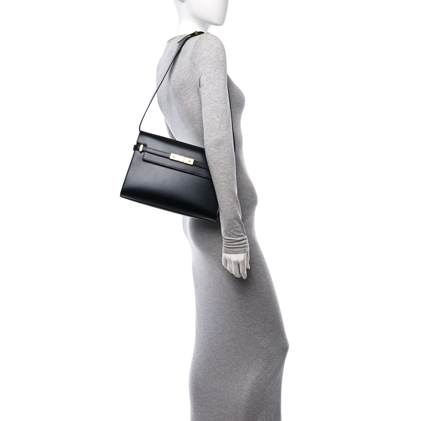 Smooth Calfskin Manhattan Shoulder Bag Black