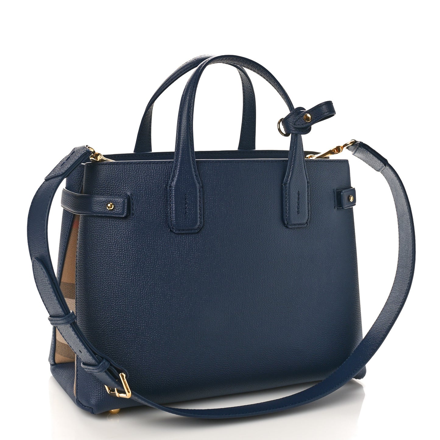 Derby Calfskin Vintage Check Medium Banner Tote Regency Blue