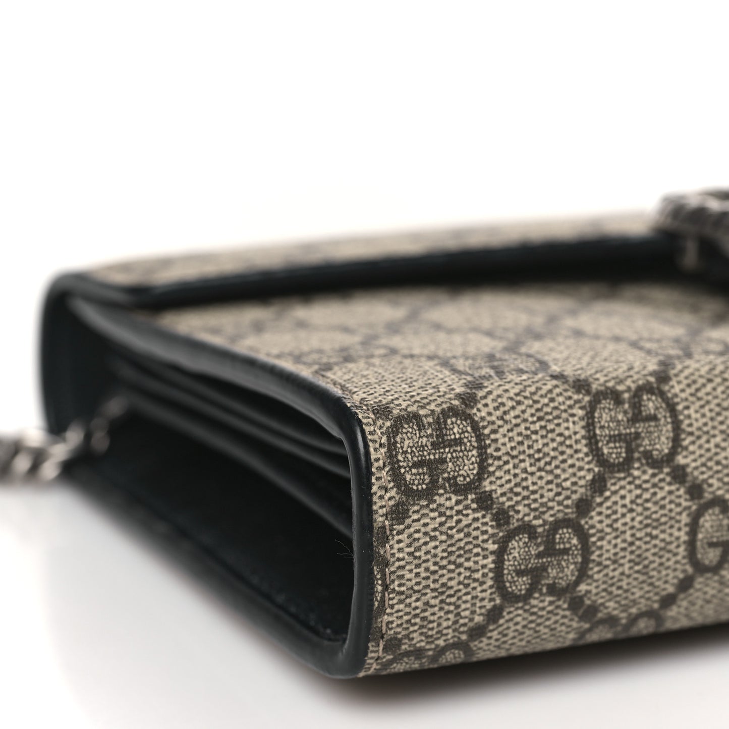 GG Supreme Monogram Mini Dionysus Chain Wallet Beige Black